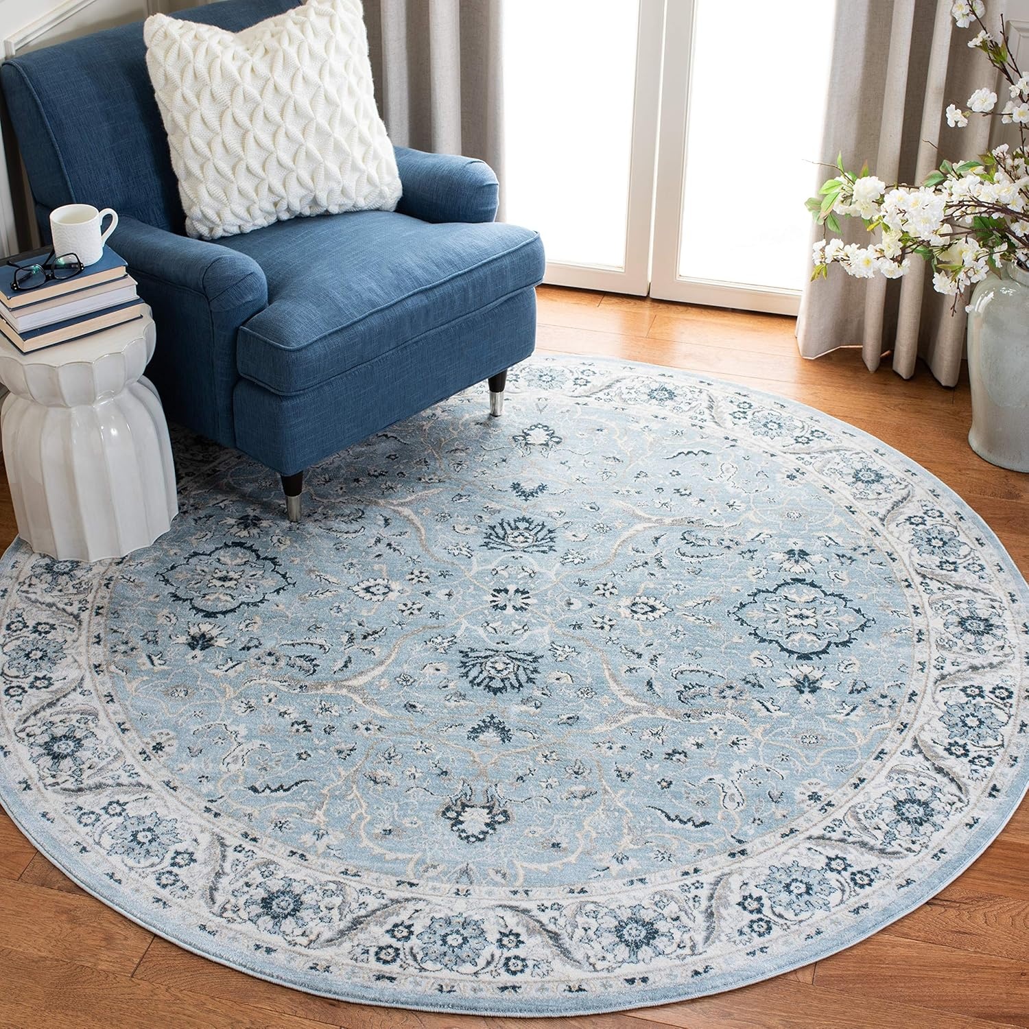 image:imageSAFAVIEH Area Rug 8x10 Isabella Collection Large Cream amp Beige Oriental Design NonShedding amp Easy Cleaning Ideal for Living Room Bedroom Office Dining Space ISA912ALight BlueCream