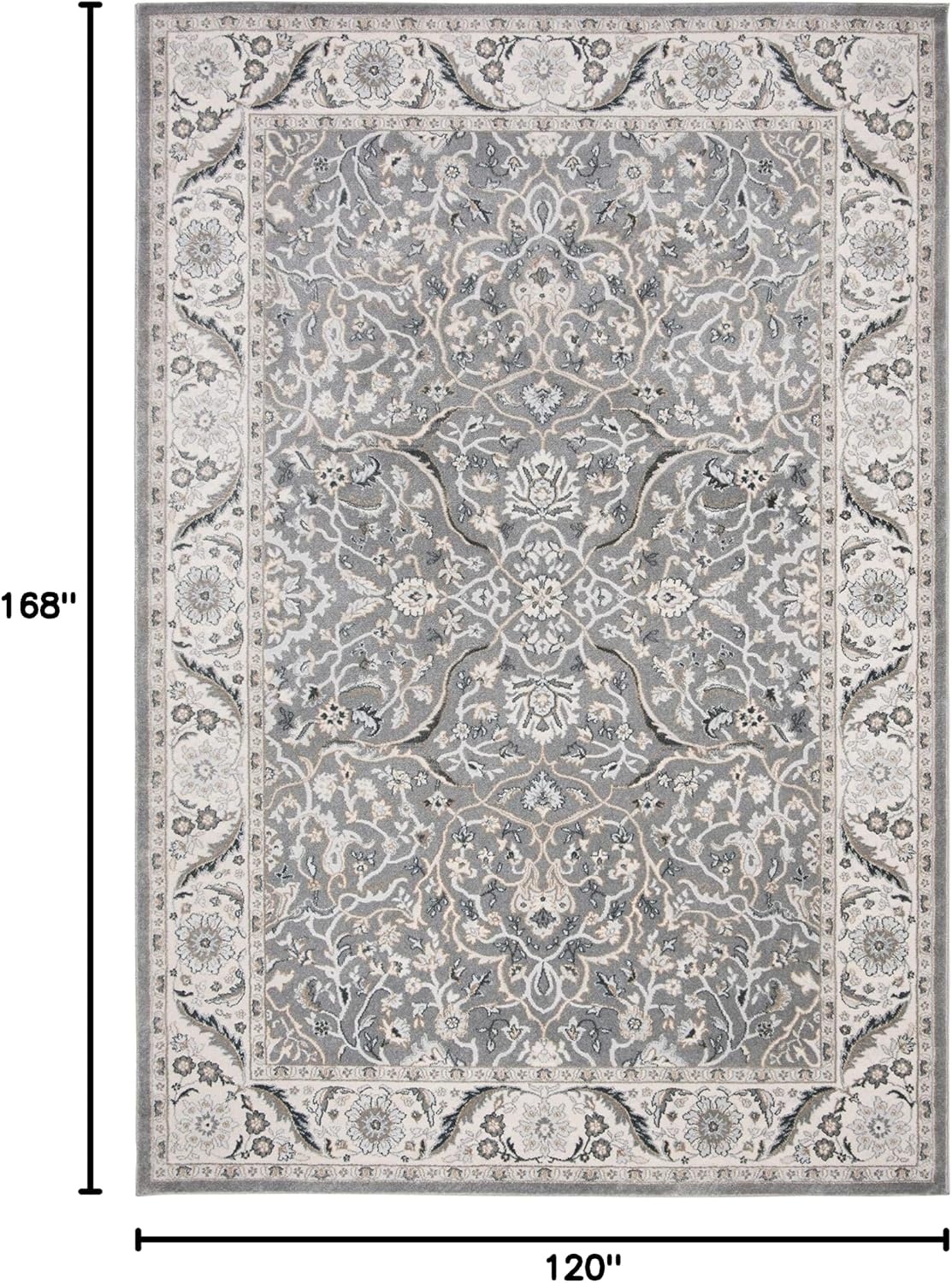 image:imageSAFAVIEH Area Rug 8x10 Isabella Collection Large Cream amp Beige Oriental Design NonShedding amp Easy Cleaning Ideal for Living Room Bedroom Office Dining Space ISA912AGreyDark Grey