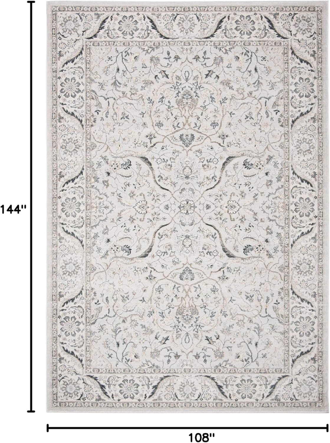 image:imageSAFAVIEH Area Rug 8x10 Isabella Collection Large Cream amp Beige Oriental Design NonShedding amp Easy Cleaning Ideal for Living Room Bedroom Office Dining Space ISA912ALight GreyCream