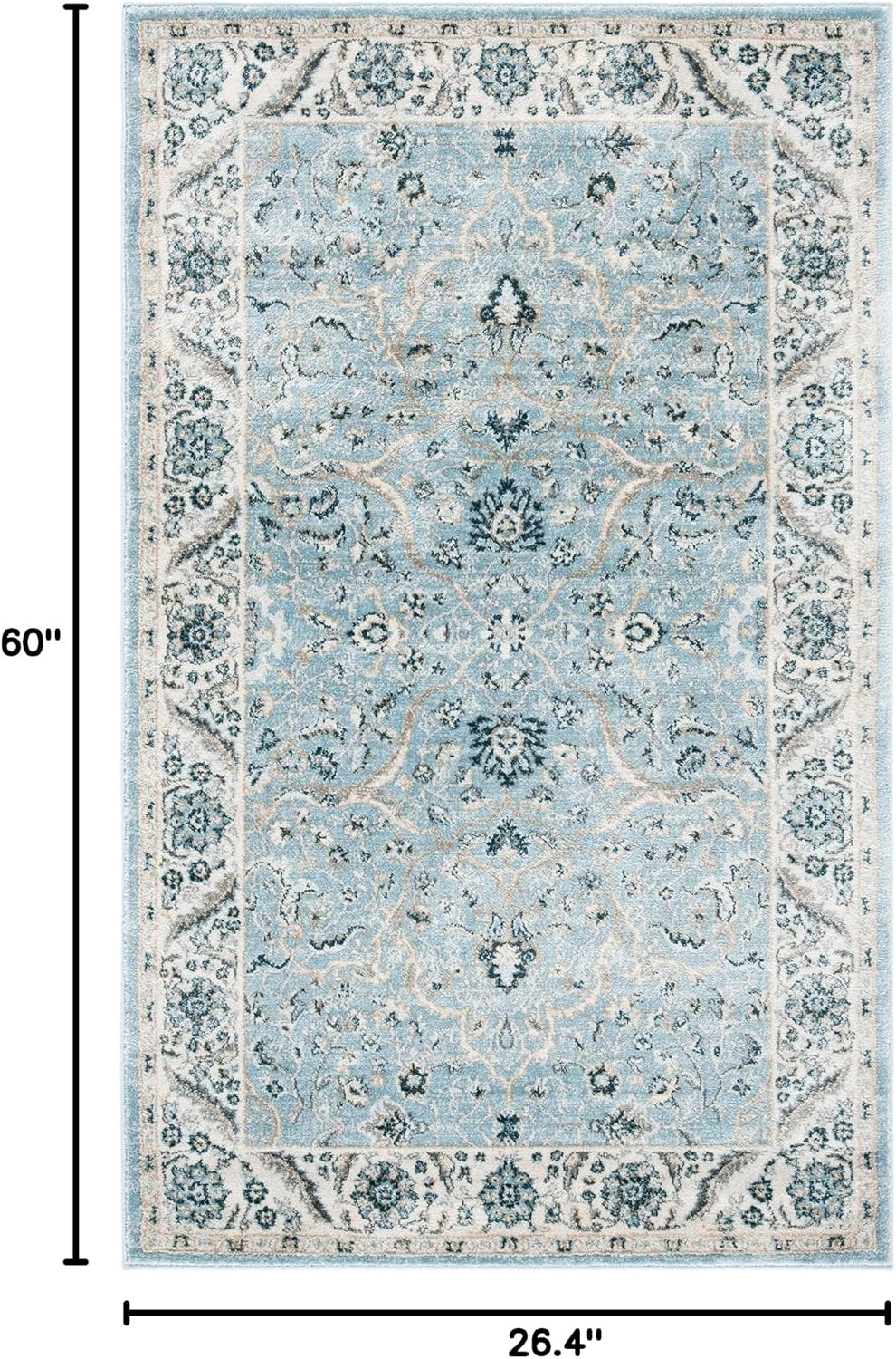image:imageSAFAVIEH Area Rug 8x10 Isabella Collection Large Cream amp Beige Oriental Design NonShedding amp Easy Cleaning Ideal for Living Room Bedroom Office Dining Space ISA912ALight BlueCream