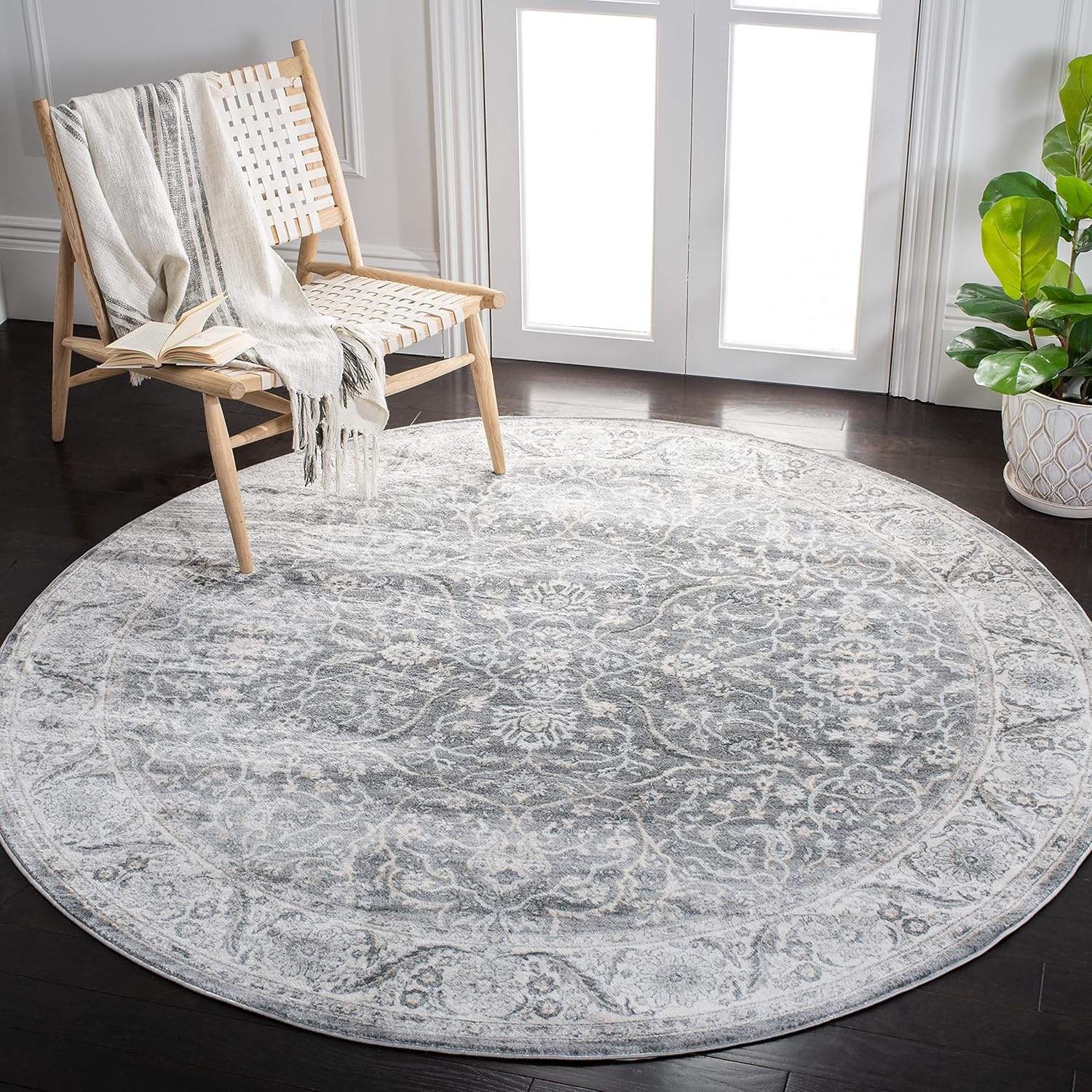 image:imageSAFAVIEH Area Rug 8x10 Isabella Collection Large Cream amp Beige Oriental Design NonShedding amp Easy Cleaning Ideal for Living Room Bedroom Office Dining Space ISA912AGreyDark Grey