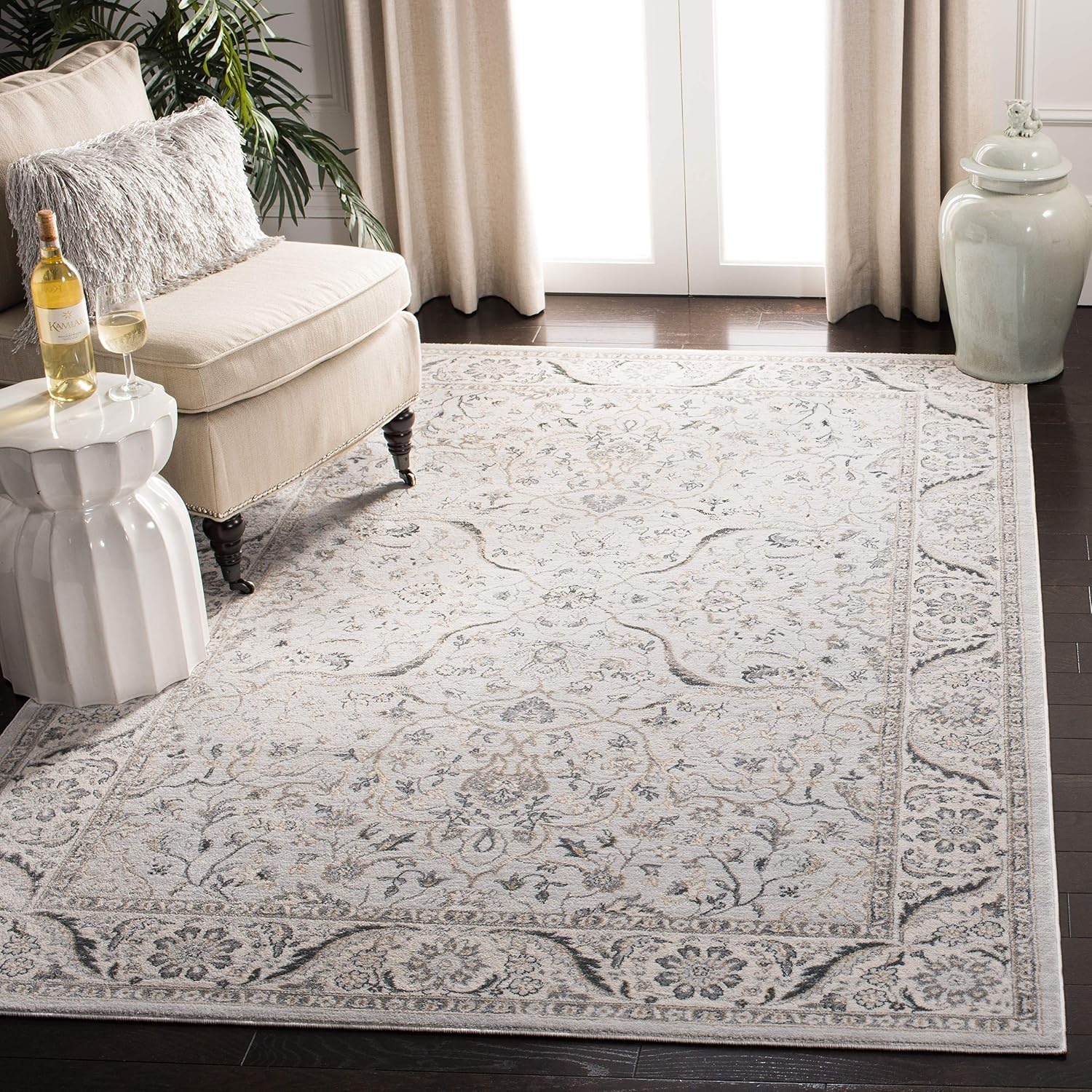 image:imageSAFAVIEH Area Rug 8x10 Isabella Collection Large Cream amp Beige Oriental Design NonShedding amp Easy Cleaning Ideal for Living Room Bedroom Office Dining Space ISA912ALight GreyCream
