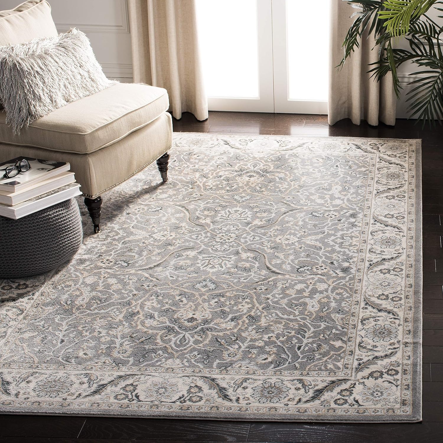 image:imageSAFAVIEH Area Rug 8x10 Isabella Collection Large Cream amp Beige Oriental Design NonShedding amp Easy Cleaning Ideal for Living Room Bedroom Office Dining Space ISA912AGreyDark Grey