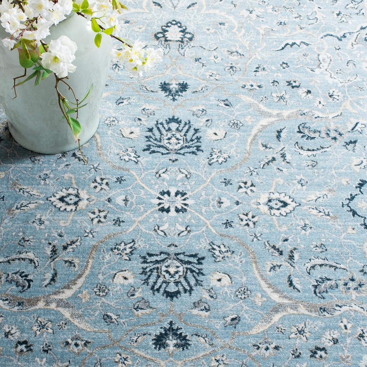 image:imageSAFAVIEH Area Rug 8x10 Isabella Collection Large Cream amp Beige Oriental Design NonShedding amp Easy Cleaning Ideal for Living Room Bedroom Office Dining Space ISA912ALight BlueCream