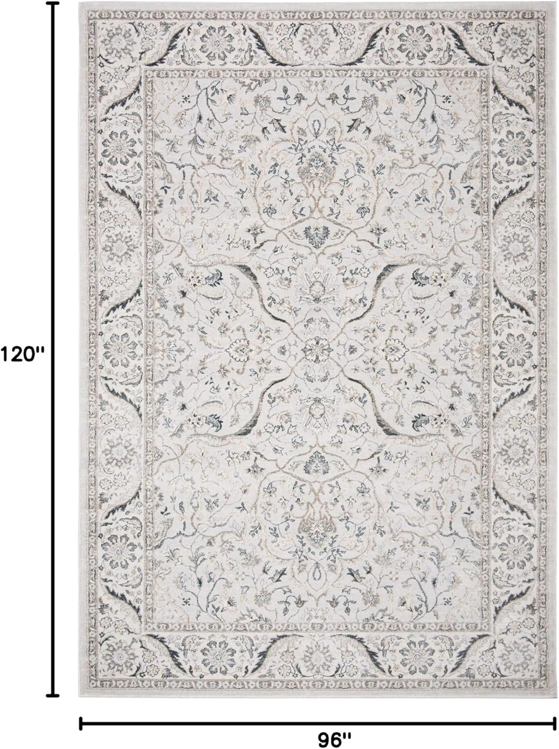 image:imageSAFAVIEH Area Rug 8x10 Isabella Collection Large Cream amp Beige Oriental Design NonShedding amp Easy Cleaning Ideal for Living Room Bedroom Office Dining Space ISA912ALight GreyCream