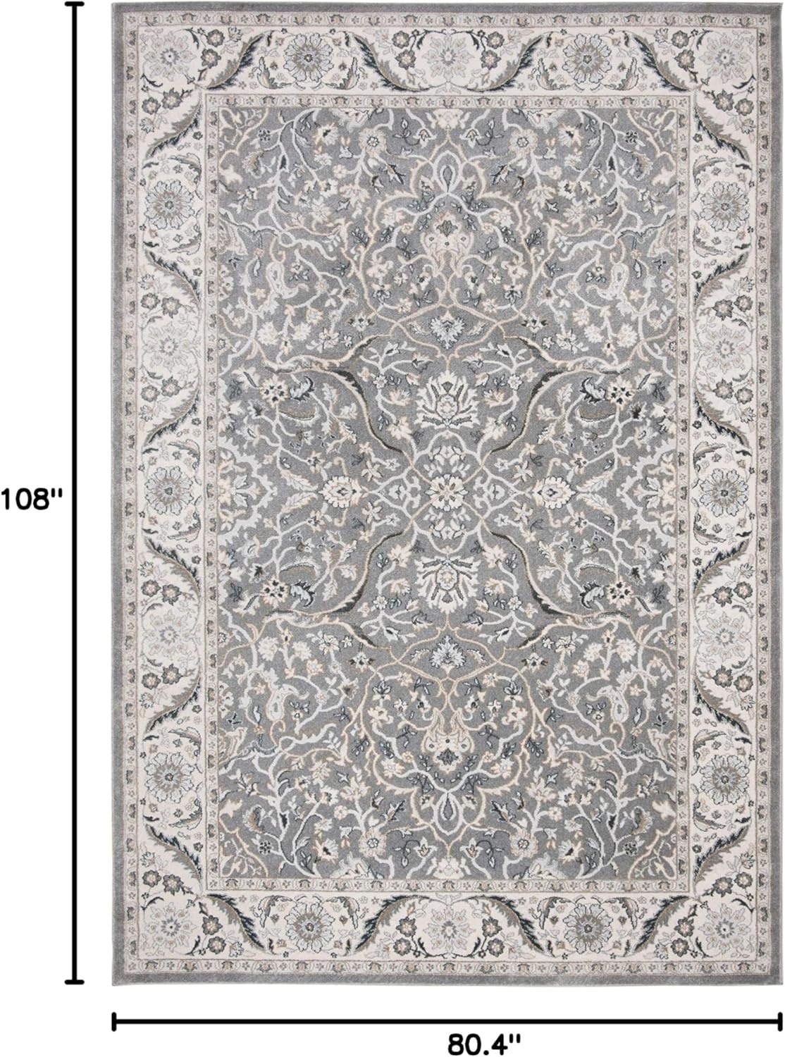 image:imageSAFAVIEH Area Rug 8x10 Isabella Collection Large Cream amp Beige Oriental Design NonShedding amp Easy Cleaning Ideal for Living Room Bedroom Office Dining Space ISA912AGreyDark Grey
