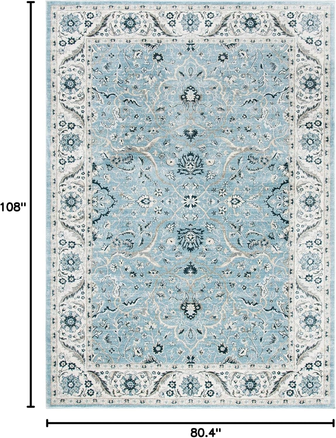 image:imageSAFAVIEH Area Rug 8x10 Isabella Collection Large Cream amp Beige Oriental Design NonShedding amp Easy Cleaning Ideal for Living Room Bedroom Office Dining Space ISA912ALight BlueCream