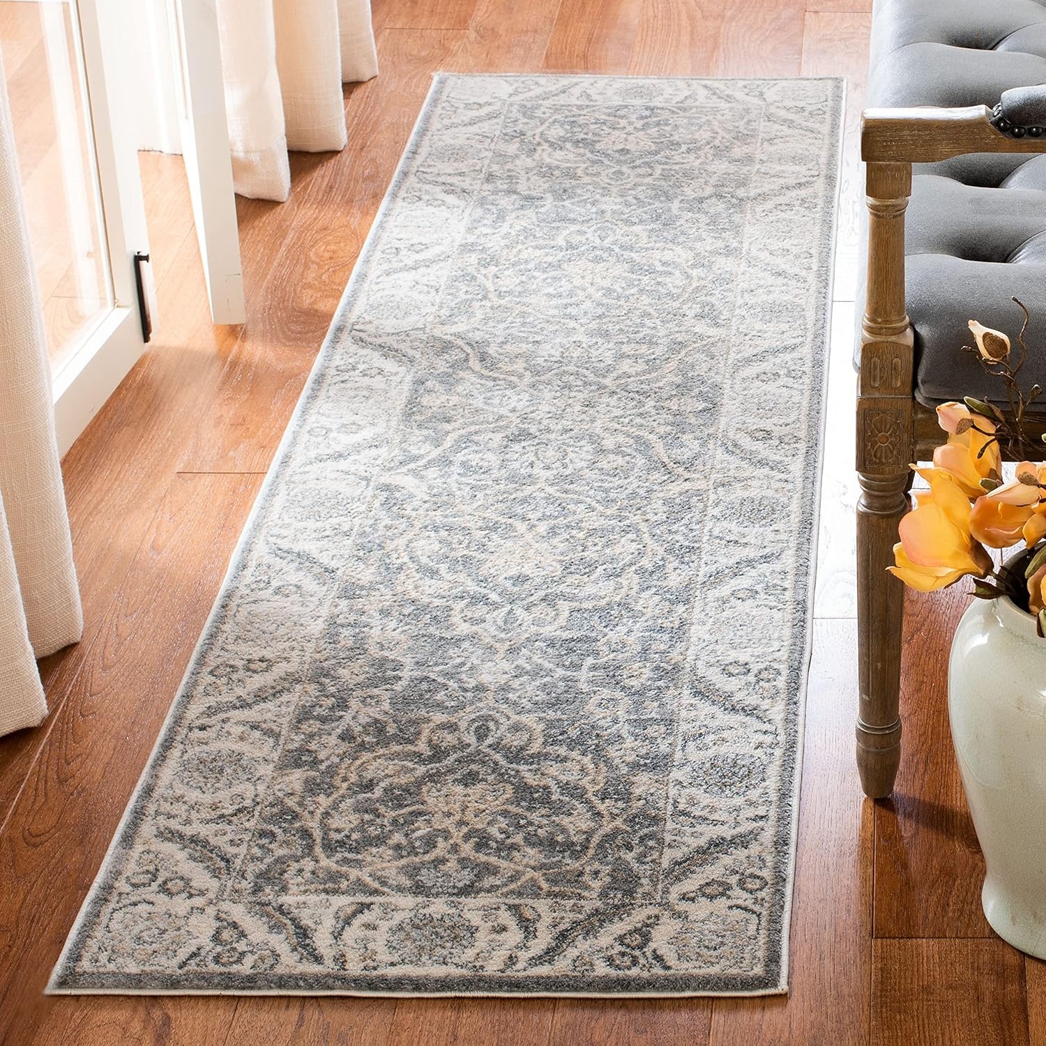 image:imageSAFAVIEH Area Rug 8x10 Isabella Collection Large Cream amp Beige Oriental Design NonShedding amp Easy Cleaning Ideal for Living Room Bedroom Office Dining Space ISA912AGreyDark Grey