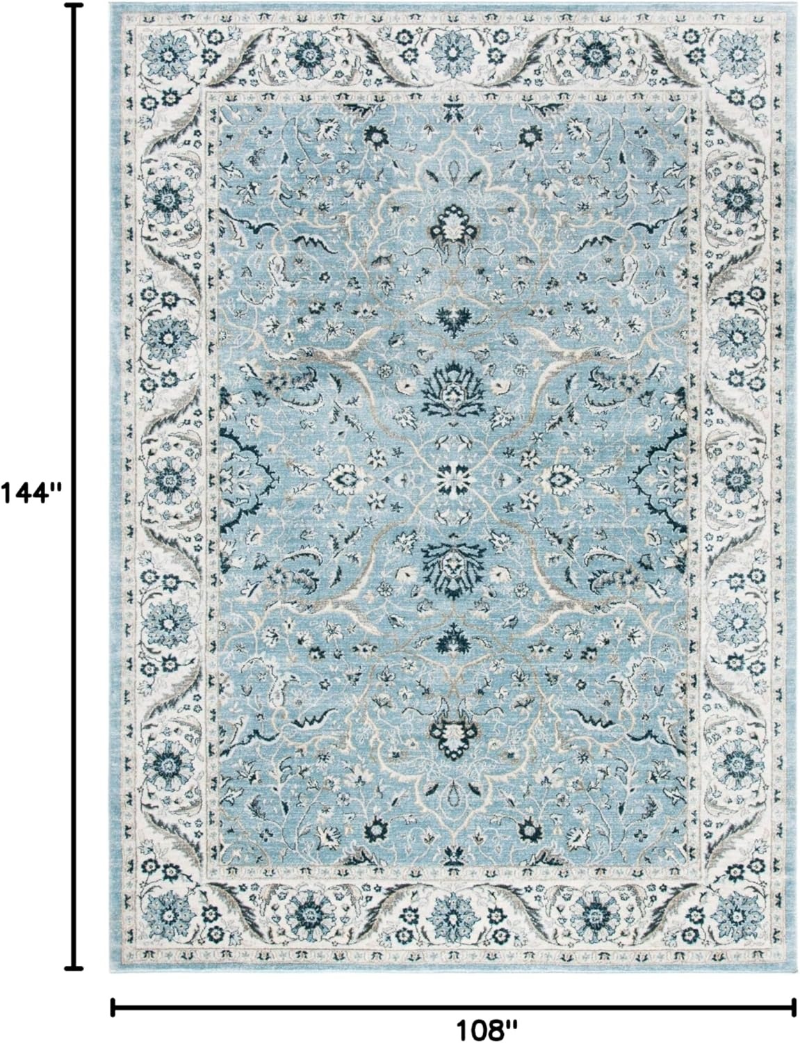 image:imageSAFAVIEH Area Rug 8x10 Isabella Collection Large Cream amp Beige Oriental Design NonShedding amp Easy Cleaning Ideal for Living Room Bedroom Office Dining Space ISA912ALight BlueCream