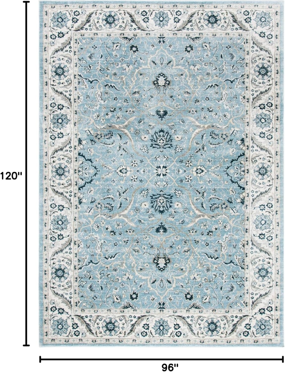 image:imageSAFAVIEH Area Rug 8x10 Isabella Collection Large Cream amp Beige Oriental Design NonShedding amp Easy Cleaning Ideal for Living Room Bedroom Office Dining Space ISA912ALight BlueCream
