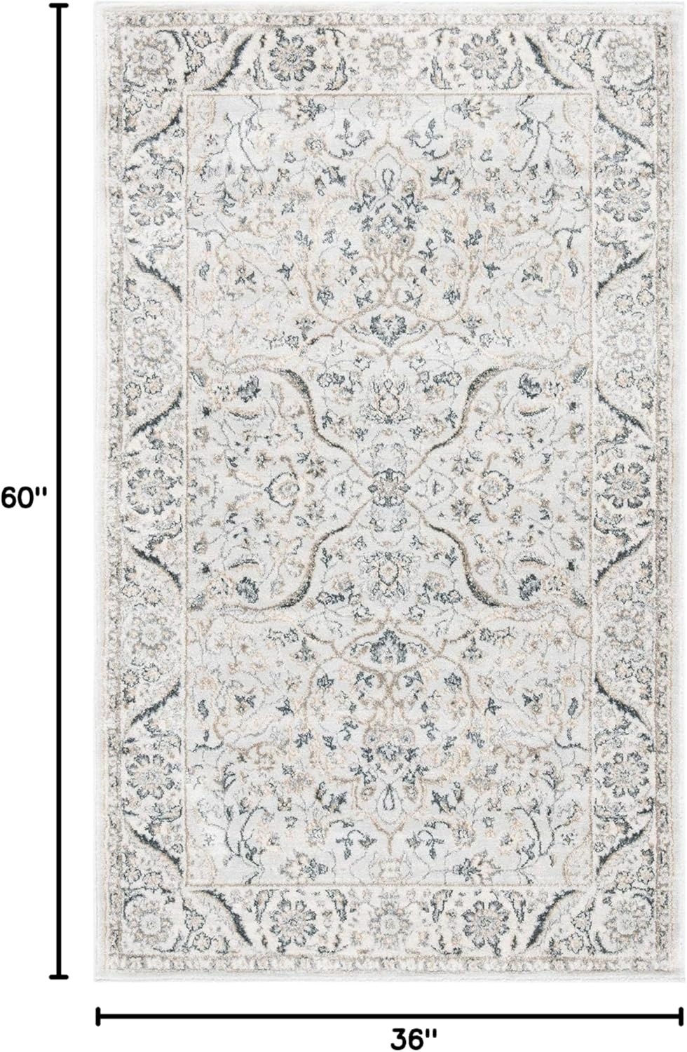 image:imageSAFAVIEH Area Rug 8x10 Isabella Collection Large Cream amp Beige Oriental Design NonShedding amp Easy Cleaning Ideal for Living Room Bedroom Office Dining Space ISA912ALight GreyCream
