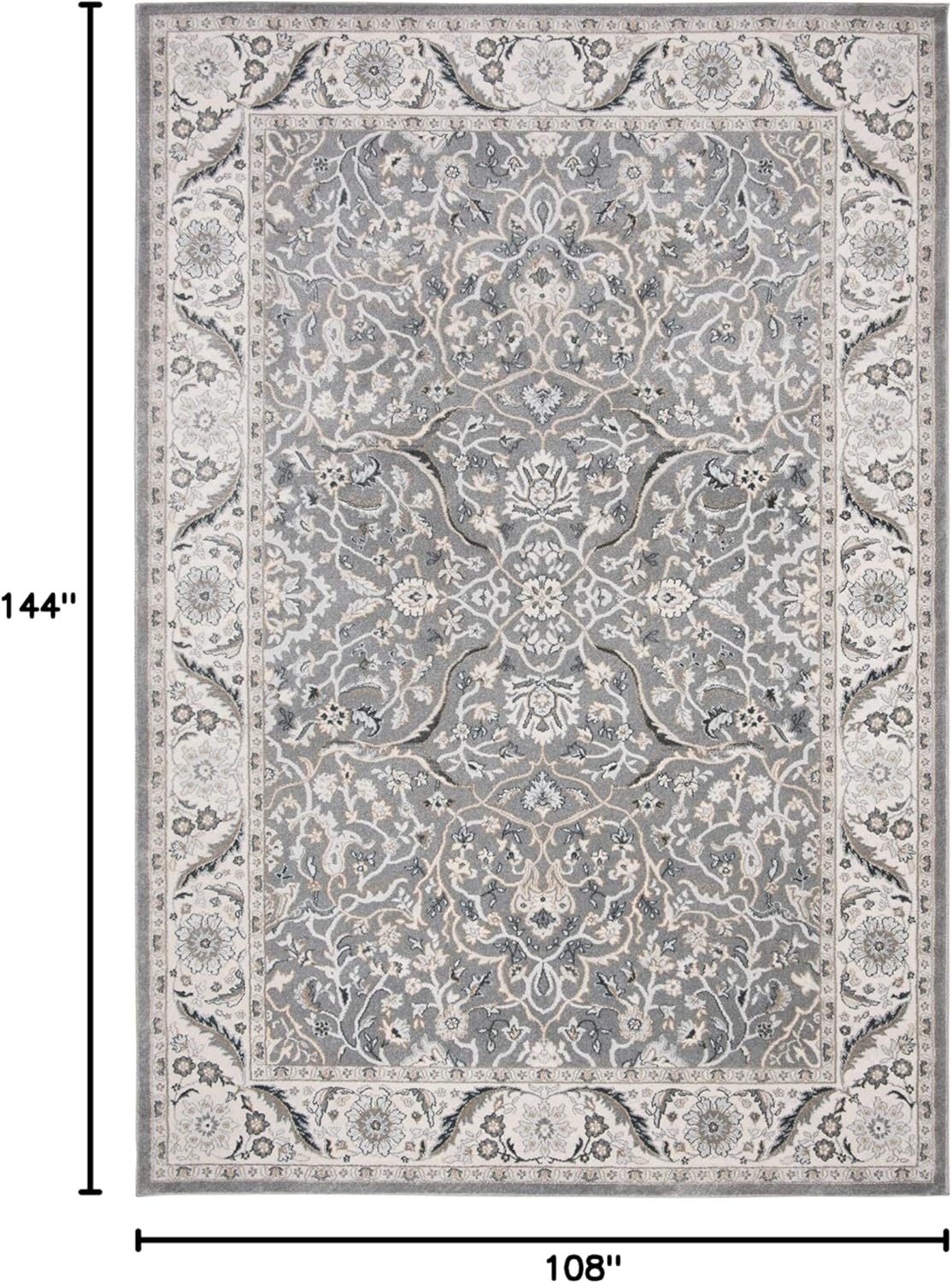image:imageSAFAVIEH Area Rug 8x10 Isabella Collection Large Cream amp Beige Oriental Design NonShedding amp Easy Cleaning Ideal for Living Room Bedroom Office Dining Space ISA912AGreyDark Grey