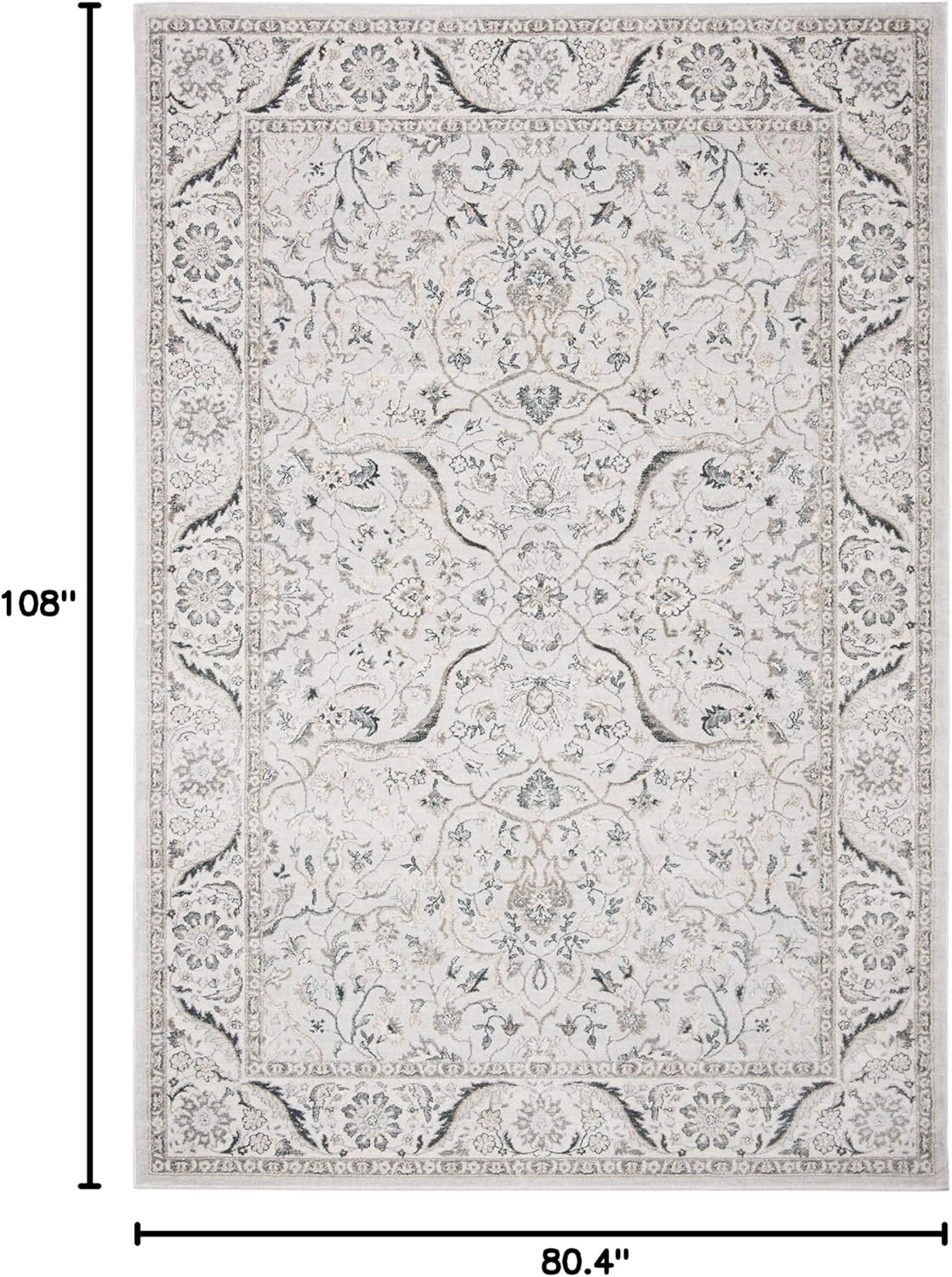 image:imageSAFAVIEH Area Rug 8x10 Isabella Collection Large Cream amp Beige Oriental Design NonShedding amp Easy Cleaning Ideal for Living Room Bedroom Office Dining Space ISA912ALight GreyCream