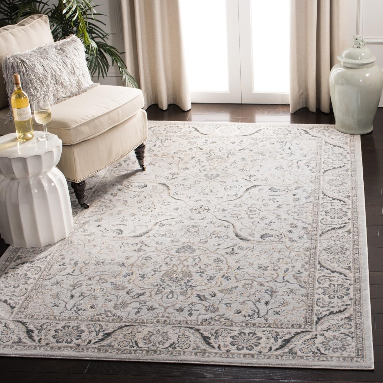 image:imageSAFAVIEH Area Rug 8x10 Isabella Collection Large Cream amp Beige Oriental Design NonShedding amp Easy Cleaning Ideal for Living Room Bedroom Office Dining Space ISA912ALight GreyCream