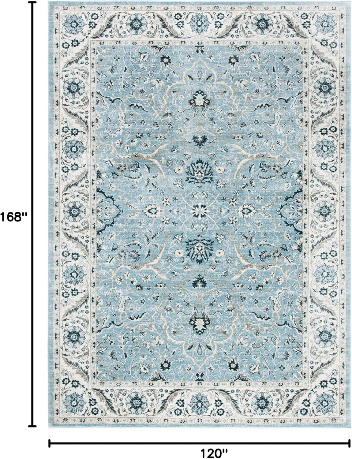 image:imageSAFAVIEH Area Rug 8x10 Isabella Collection Large Cream amp Beige Oriental Design NonShedding amp Easy Cleaning Ideal for Living Room Bedroom Office Dining Space ISA912ALight BlueCream