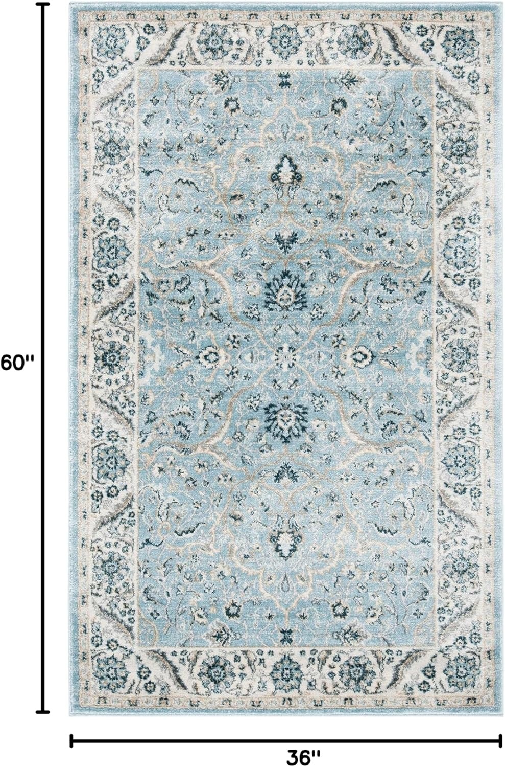 image:imageSAFAVIEH Area Rug 8x10 Isabella Collection Large Cream amp Beige Oriental Design NonShedding amp Easy Cleaning Ideal for Living Room Bedroom Office Dining Space ISA912ALight BlueCream