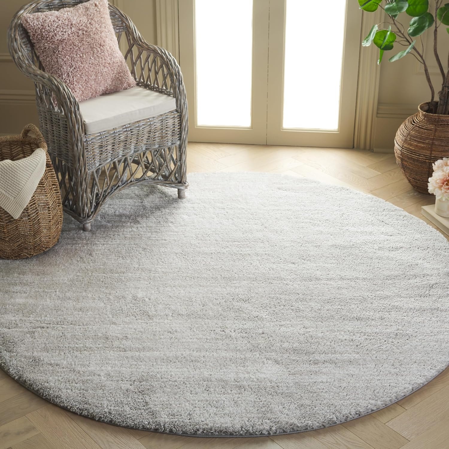 image:imageSAFAVIEH Area Rug 8x10 Jasmine Shag Collection Large Light Grey amp Ivory NonShedding amp Easy Cleaning Ultra Plush Thick Pile Ideal for Living Room Bedroom Dining Space JSM100FLight GreyIvory