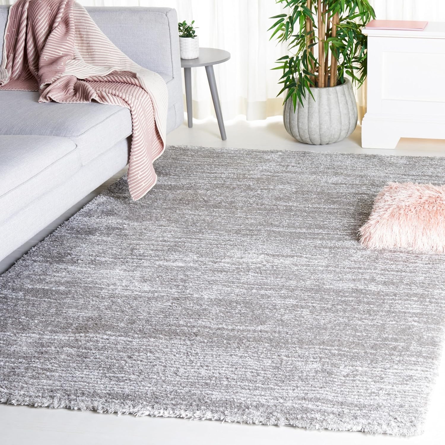 image:imageSAFAVIEH Area Rug 8x10 Jasmine Shag Collection Large Light Grey amp Ivory NonShedding amp Easy Cleaning Ultra Plush Thick Pile Ideal for Living Room Bedroom Dining Space JSM100FGreyIvory