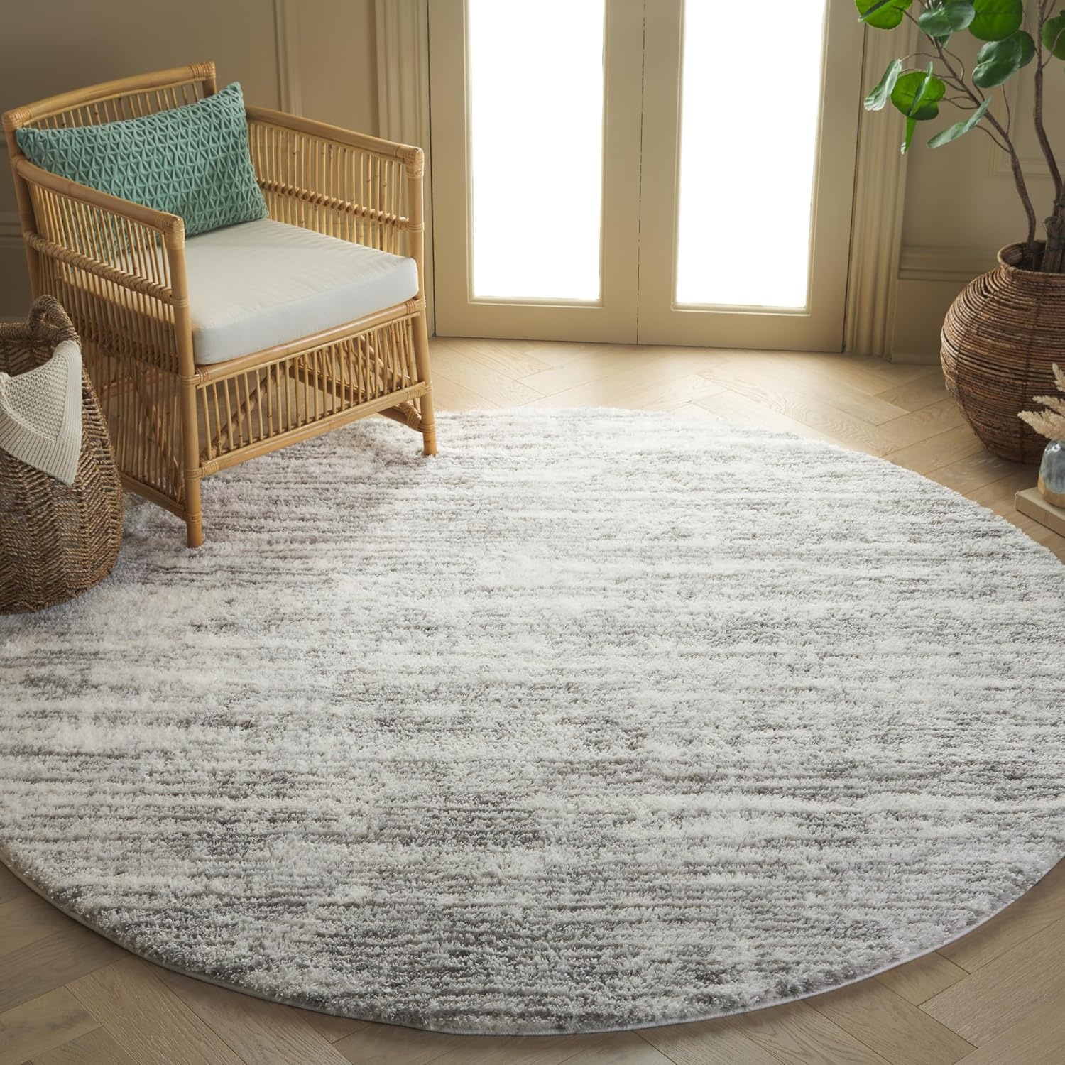 image:imageSAFAVIEH Area Rug 8x10 Jasmine Shag Collection Large Light Grey amp Ivory NonShedding amp Easy Cleaning Ultra Plush Thick Pile Ideal for Living Room Bedroom Dining Space JSM100FIvoryGrey