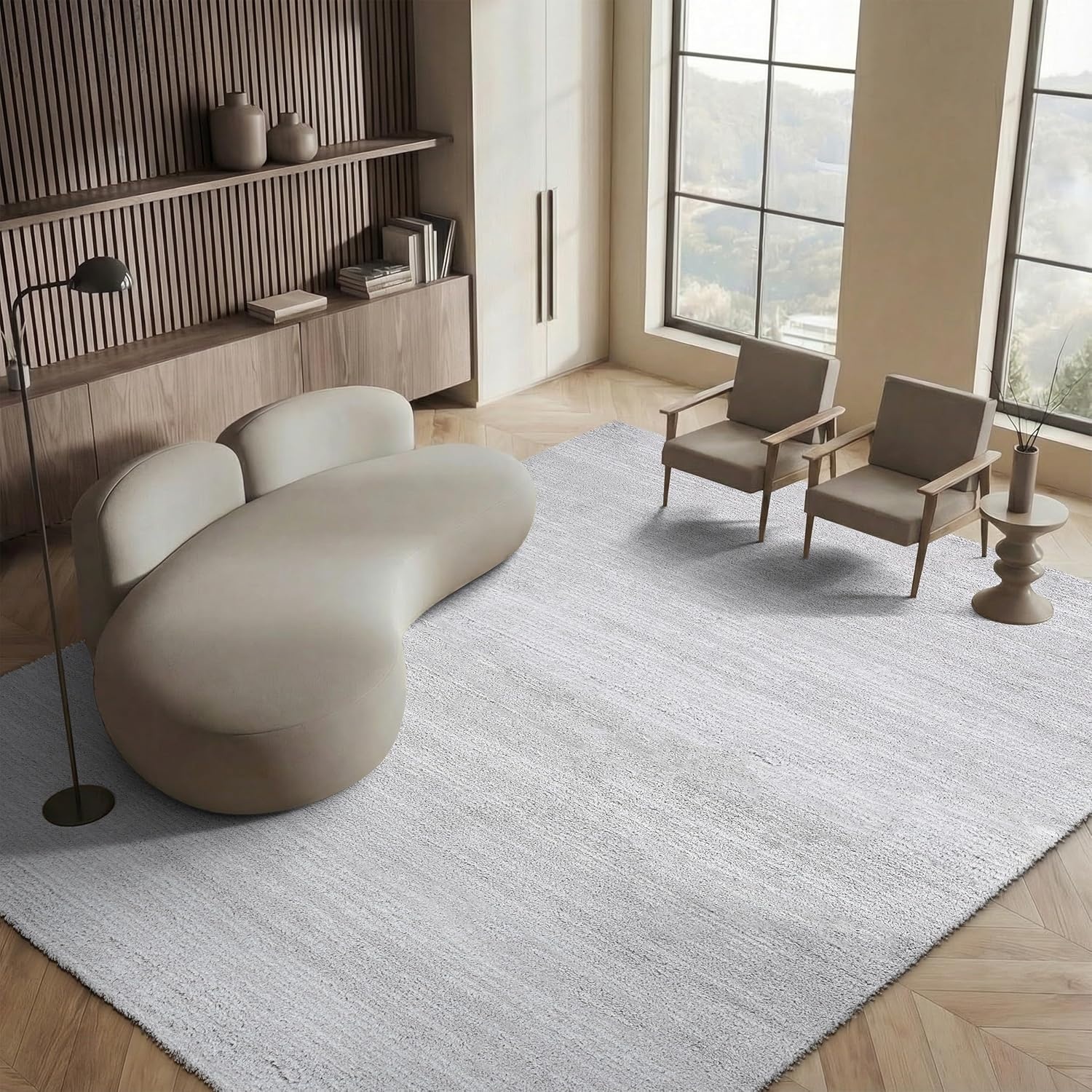 image:imageSAFAVIEH Area Rug 8x10 Jasmine Shag Collection Large Light Grey amp Ivory NonShedding amp Easy Cleaning Ultra Plush Thick Pile Ideal for Living Room Bedroom Dining Space JSM100FLight GreyIvory