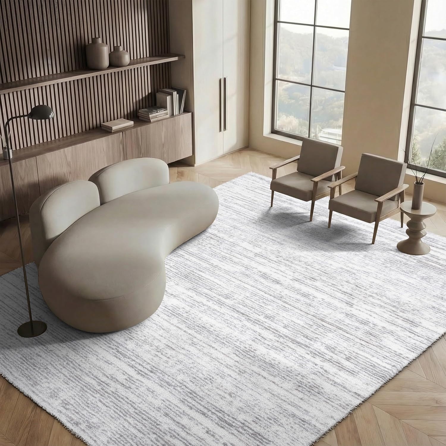 image:imageSAFAVIEH Area Rug 8x10 Jasmine Shag Collection Large Light Grey amp Ivory NonShedding amp Easy Cleaning Ultra Plush Thick Pile Ideal for Living Room Bedroom Dining Space JSM100FIvoryGrey