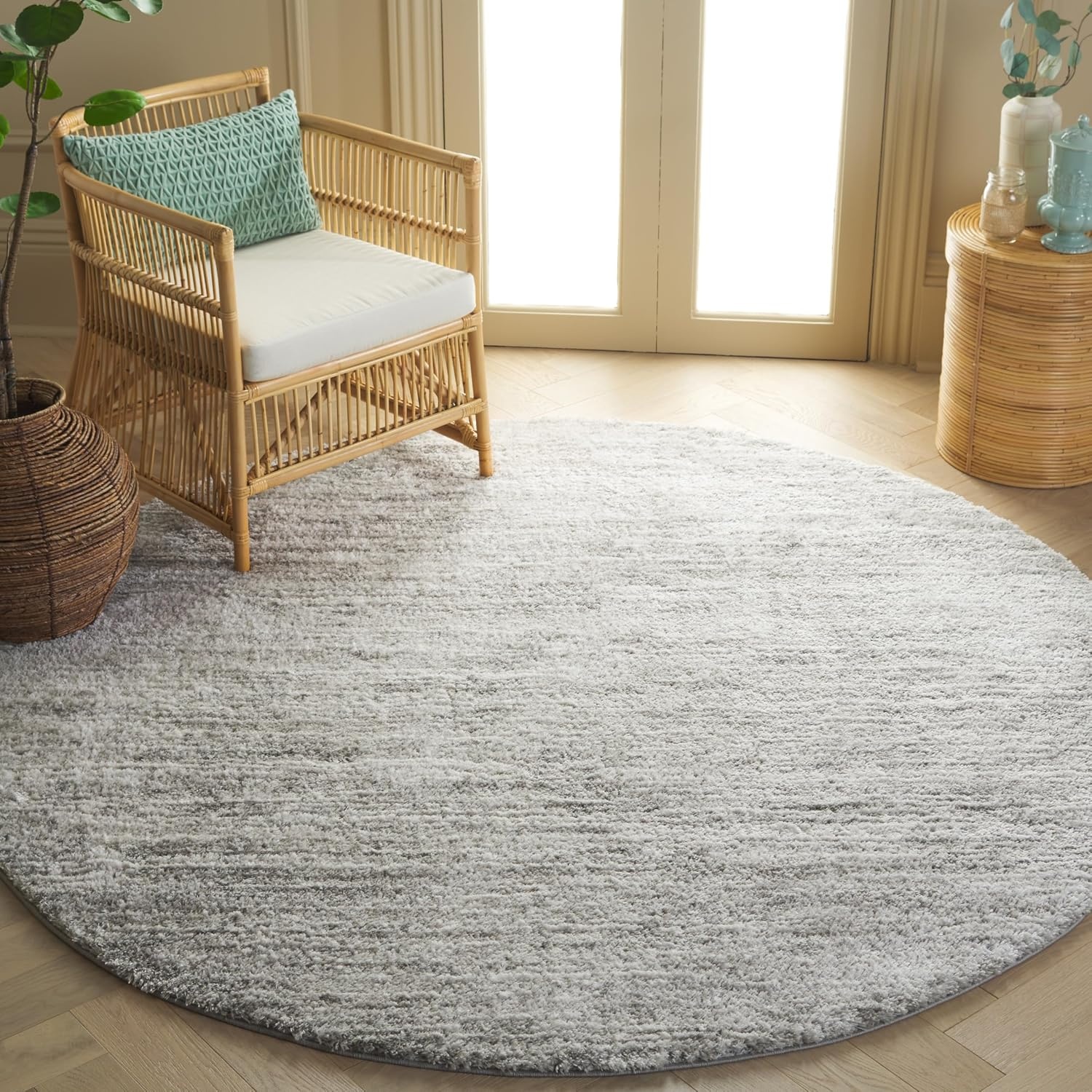 image:imageSAFAVIEH Area Rug 8x10 Jasmine Shag Collection Large Light Grey amp Ivory NonShedding amp Easy Cleaning Ultra Plush Thick Pile Ideal for Living Room Bedroom Dining Space JSM100FGreyIvory
