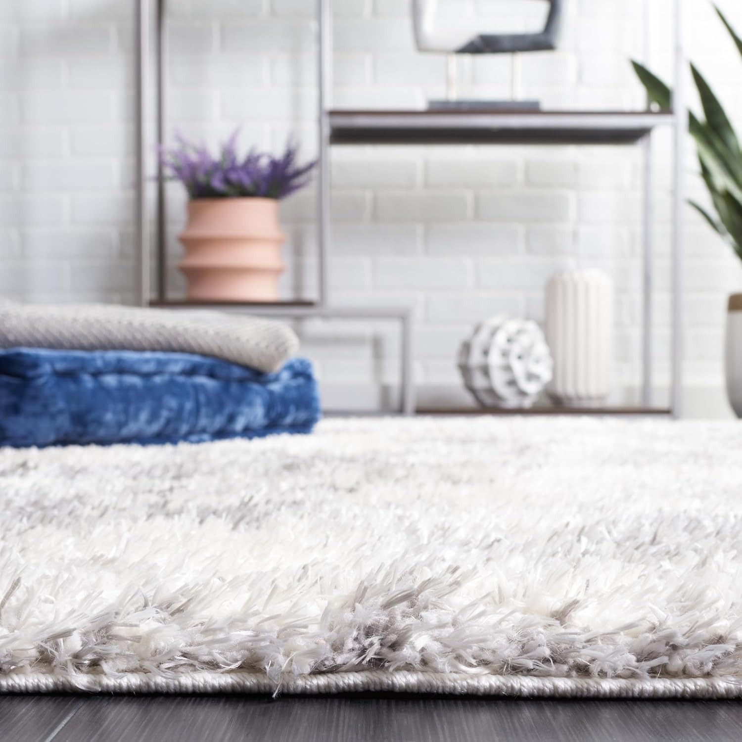 image:imageSAFAVIEH Area Rug 8x10 Lindsay Shag Collection Large Ivory amp Grey NonShedding amp Easy Cleaning Ultra Plush Thick Pile Ideal for Living Room Bedroom Dining Space LNS550AIvoryGrey