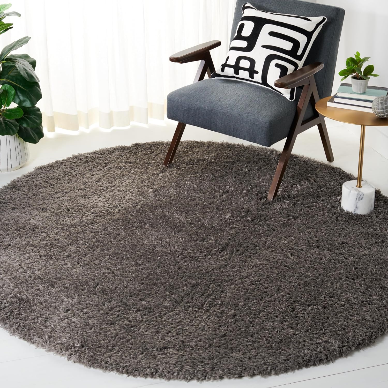 image:imageSAFAVIEH Area Rug 8x10 Madrid Shag Collection Large Charcoal Solid Pattern NonShedding amp Easy Cleaning Ultra Plush Thick Pile Ideal for Living Room Bedroom Dining Space MDG256HCharcoal
