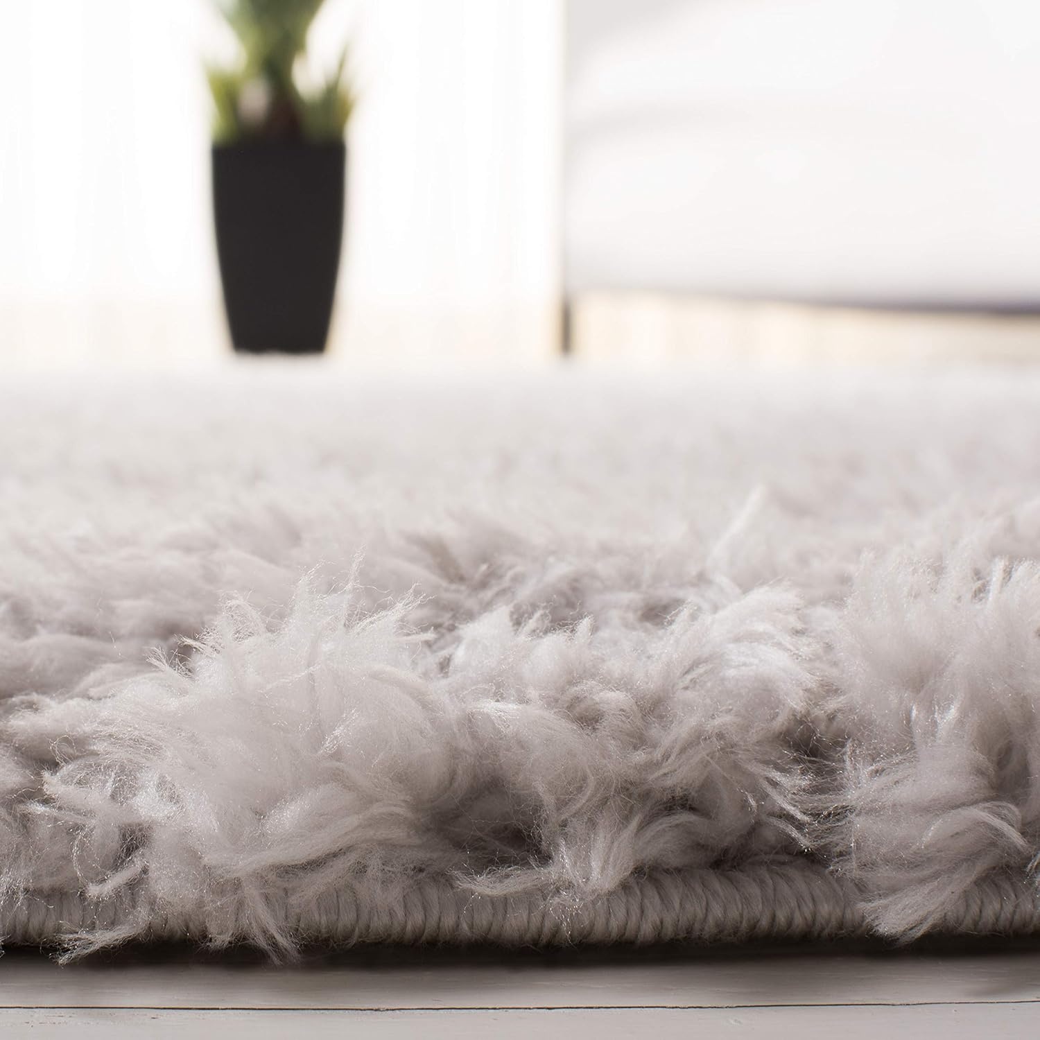 image:imageSAFAVIEH Area Rug 8x10 Madrid Shag Collection Large Charcoal Solid Pattern NonShedding amp Easy Cleaning Ultra Plush Thick Pile Ideal for Living Room Bedroom Dining Space MDG256HSilver