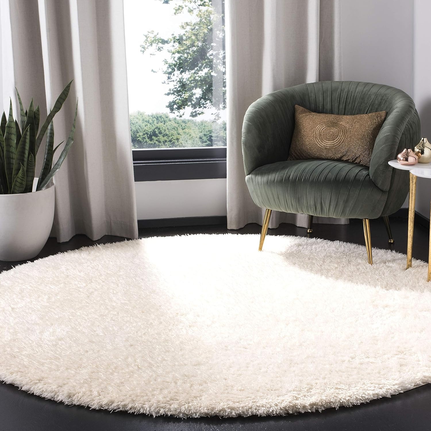 image:imageSAFAVIEH Area Rug 8x10 Madrid Shag Collection Large Charcoal Solid Pattern NonShedding amp Easy Cleaning Ultra Plush Thick Pile Ideal for Living Room Bedroom Dining Space MDG256HIvory