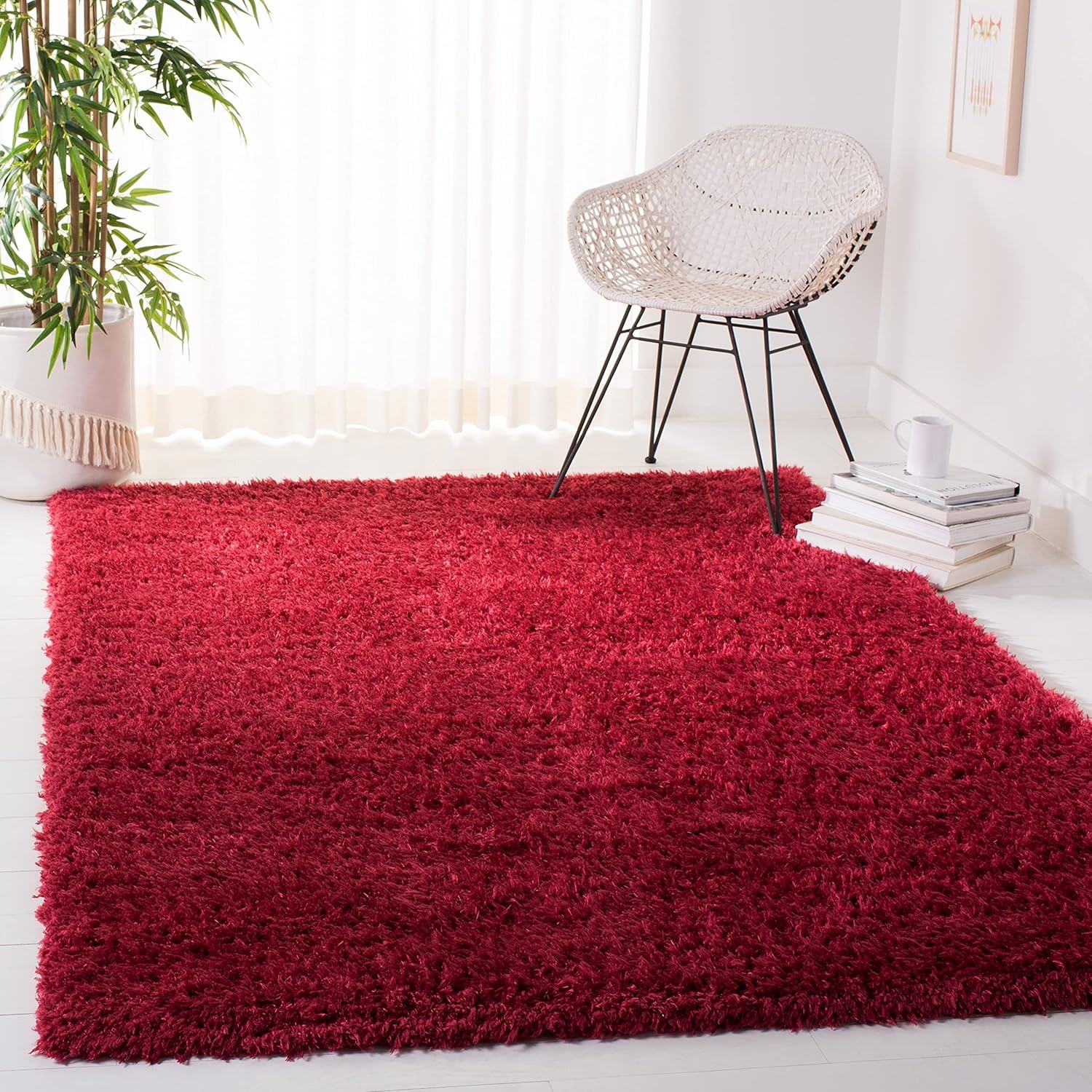 image:imageSAFAVIEH Area Rug 8x10 Madrid Shag Collection Large Charcoal Solid Pattern NonShedding amp Easy Cleaning Ultra Plush Thick Pile Ideal for Living Room Bedroom Dining Space MDG256HRed