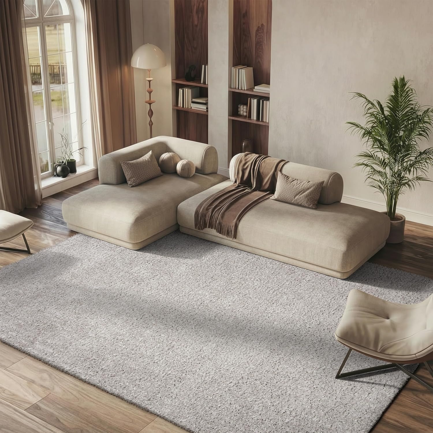 image:imageSAFAVIEH Area Rug 8x10 Madrid Shag Collection Large Charcoal Solid Pattern NonShedding amp Easy Cleaning Ultra Plush Thick Pile Ideal for Living Room Bedroom Dining Space MDG256HSilver