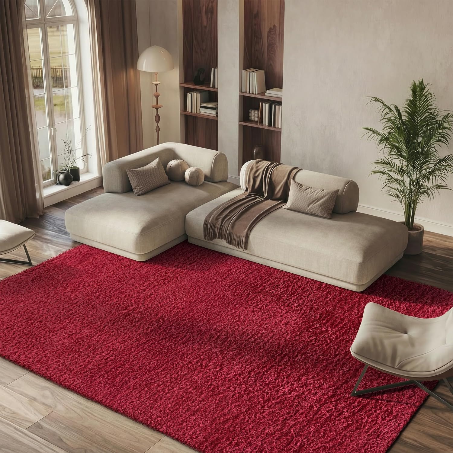 image:imageSAFAVIEH Area Rug 8x10 Madrid Shag Collection Large Charcoal Solid Pattern NonShedding amp Easy Cleaning Ultra Plush Thick Pile Ideal for Living Room Bedroom Dining Space MDG256HRed