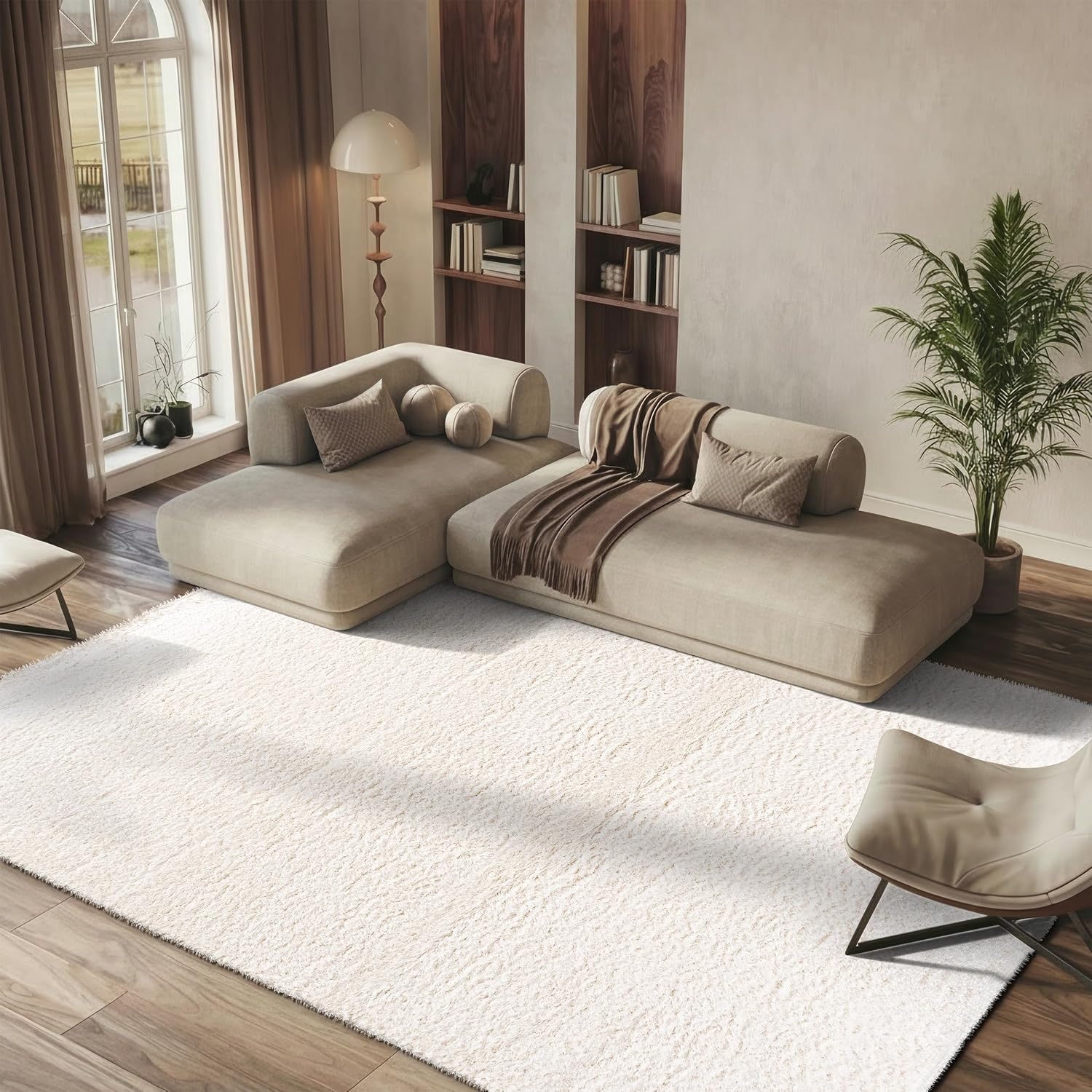 image:imageSAFAVIEH Area Rug 8x10 Madrid Shag Collection Large Charcoal Solid Pattern NonShedding amp Easy Cleaning Ultra Plush Thick Pile Ideal for Living Room Bedroom Dining Space MDG256HIvory