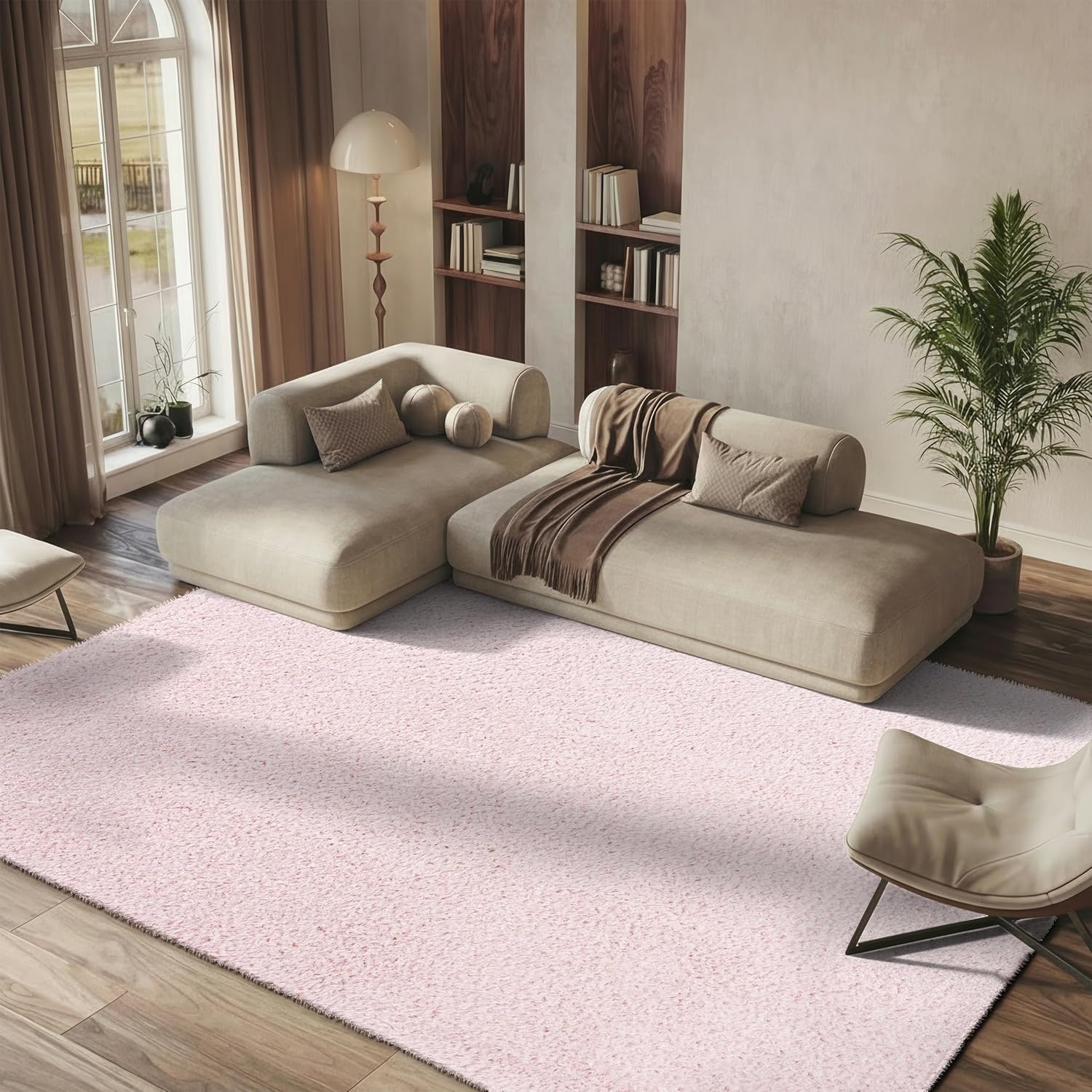 image:imageSAFAVIEH Area Rug 8x10 Madrid Shag Collection Large Charcoal Solid Pattern NonShedding amp Easy Cleaning Ultra Plush Thick Pile Ideal for Living Room Bedroom Dining Space MDG256HBlush