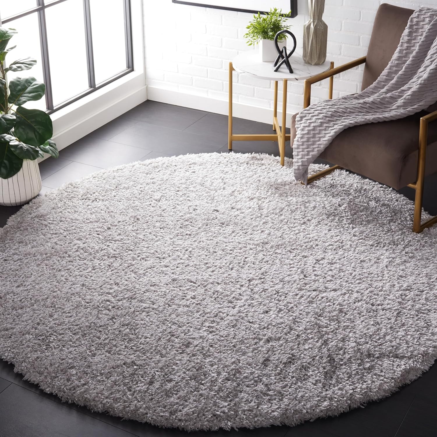 image:imageSAFAVIEH Area Rug 8x10 Madrid Shag Collection Large Charcoal Solid Pattern NonShedding amp Easy Cleaning Ultra Plush Thick Pile Ideal for Living Room Bedroom Dining Space MDG256HSilver