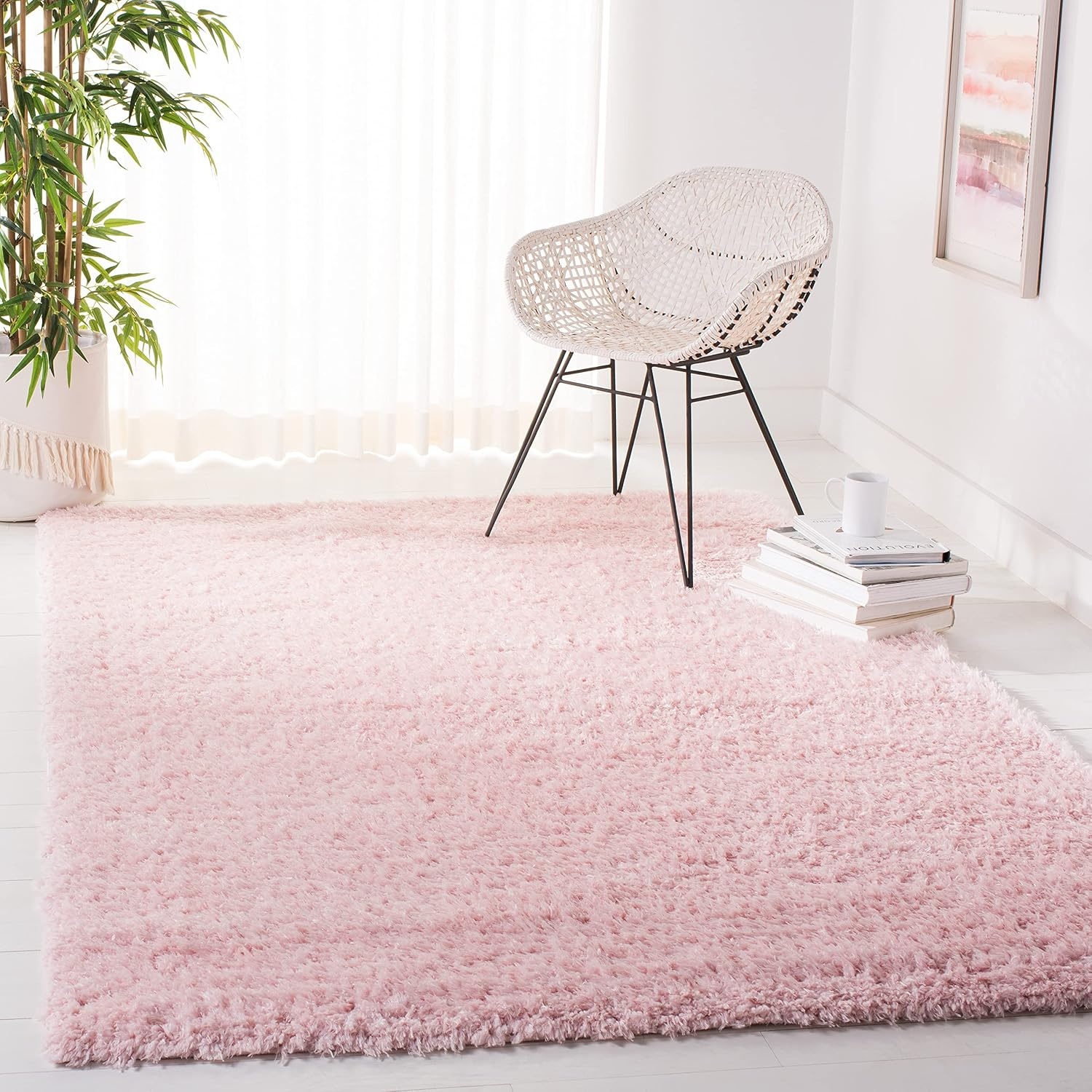 image:imageSAFAVIEH Area Rug 8x10 Madrid Shag Collection Large Charcoal Solid Pattern NonShedding amp Easy Cleaning Ultra Plush Thick Pile Ideal for Living Room Bedroom Dining Space MDG256HBlush