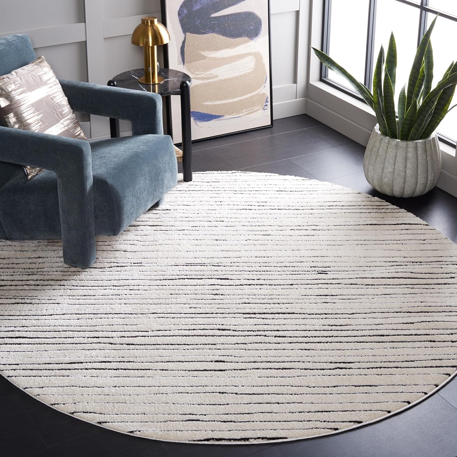 image:imageSAFAVIEH Area Rug 8x10 Melody Collection Large Ivory amp Black Modern Design NonShedding amp Easy Cleaning Ideal for Living Room Bedroom Office Dining Space Room MEL118AIvoryBlack