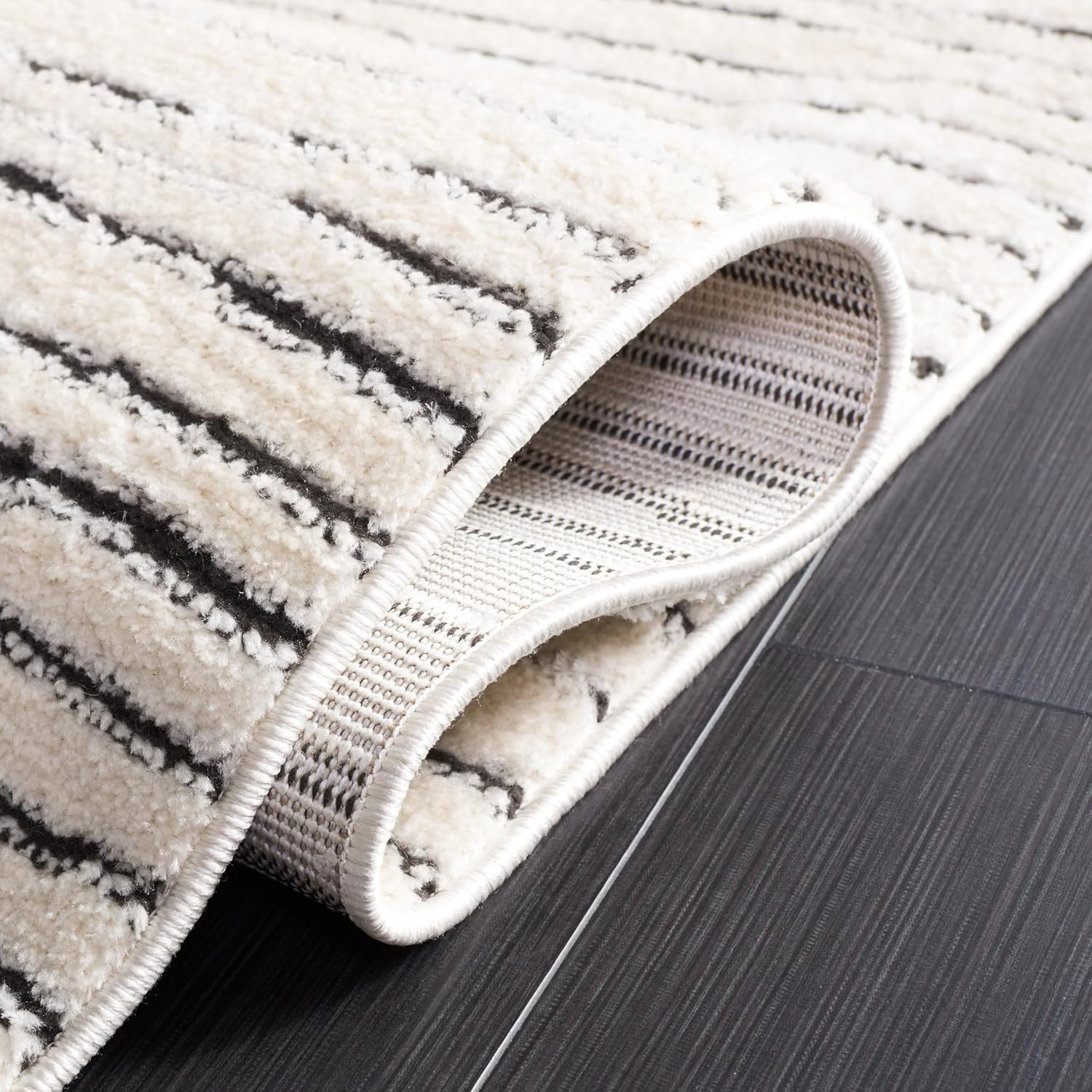image:imageSAFAVIEH Area Rug 8x10 Melody Collection Large Ivory amp Black Modern Design NonShedding amp Easy Cleaning Ideal for Living Room Bedroom Office Dining Space Room MEL118AIvoryBlack