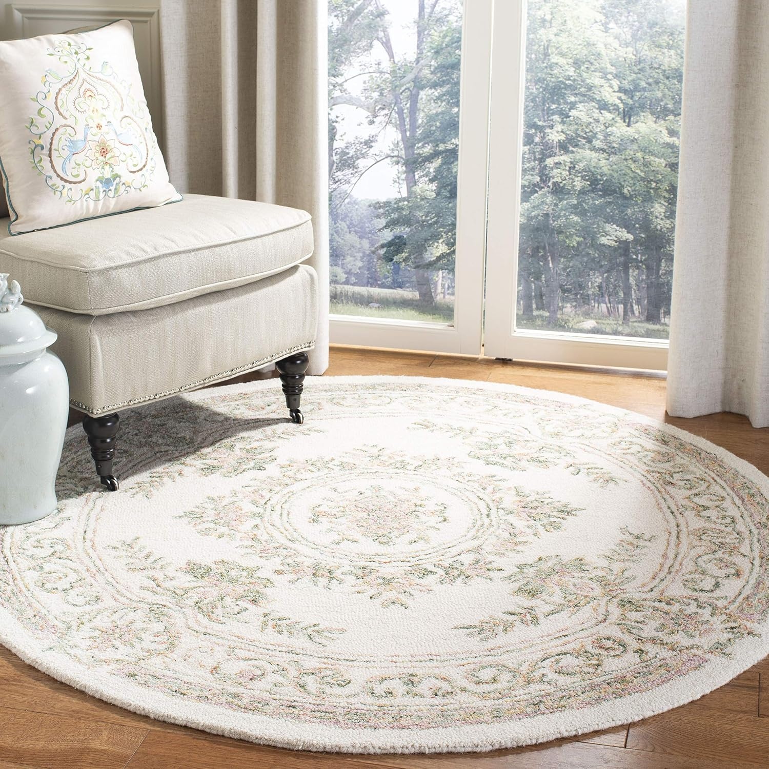 image:imageSAFAVIEH Area Rug 8x10 MicroLoop Collection Large Ivory amp Fuchsia Handmade Wool Ideal for Living Room Bedroom Office Dining Space MLP902RIvoryFuchsia