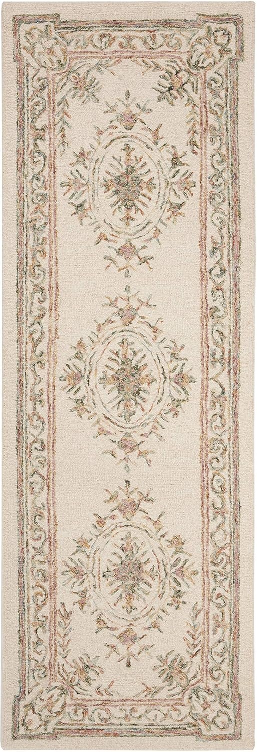 image:imageSAFAVIEH Area Rug 8x10 MicroLoop Collection Large Ivory amp Fuchsia Handmade Wool Ideal for Living Room Bedroom Office Dining Space MLP902RIvoryFuchsia