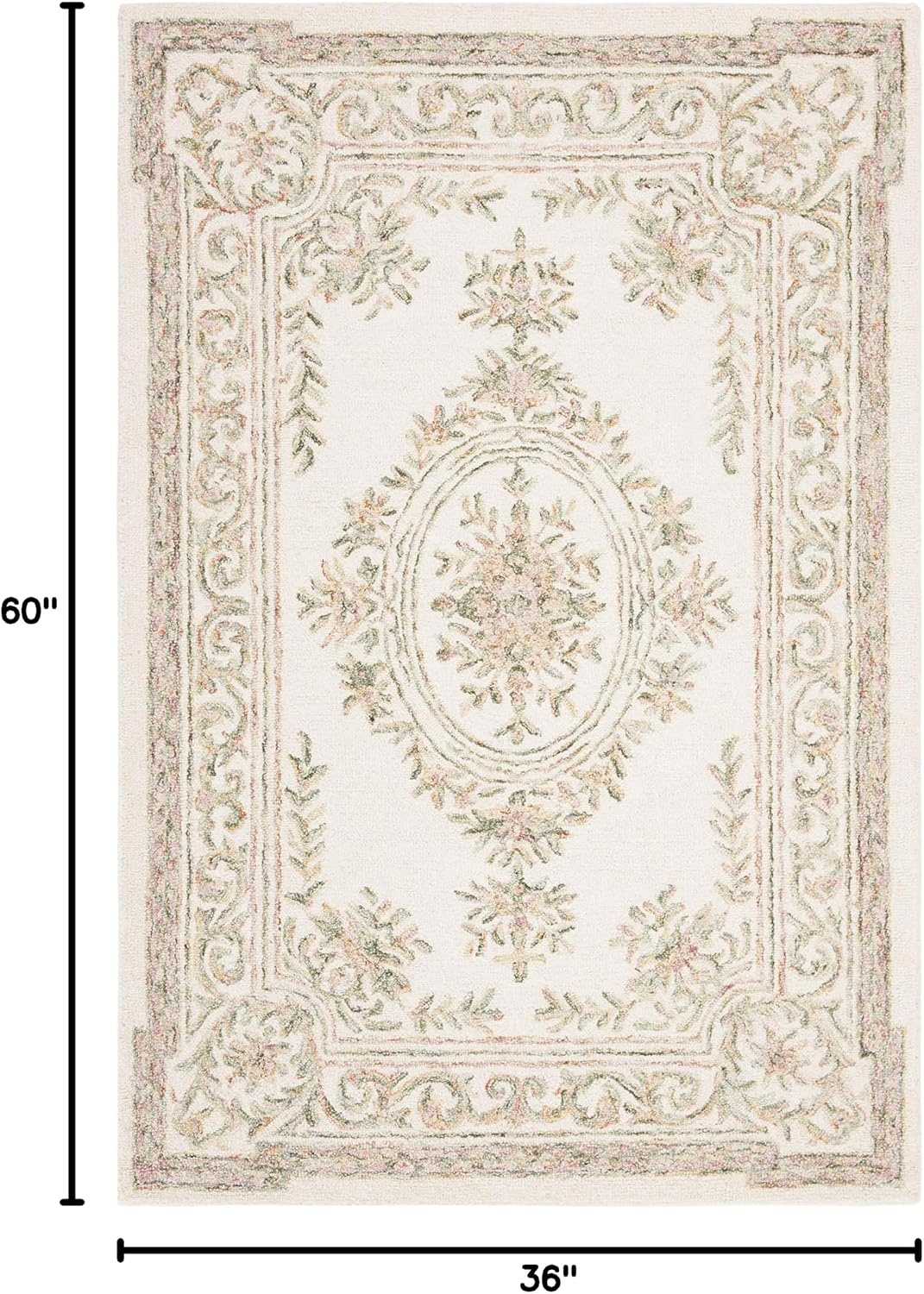 image:imageSAFAVIEH Area Rug 8x10 MicroLoop Collection Large Ivory amp Fuchsia Handmade Wool Ideal for Living Room Bedroom Office Dining Space MLP902RIvoryFuchsia
