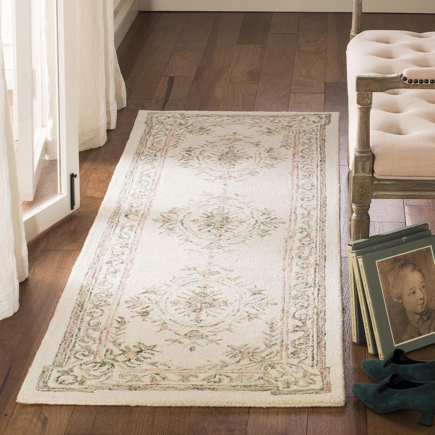 image:imageSAFAVIEH Area Rug 8x10 MicroLoop Collection Large Ivory amp Fuchsia Handmade Wool Ideal for Living Room Bedroom Office Dining Space MLP902RIvoryFuchsia
