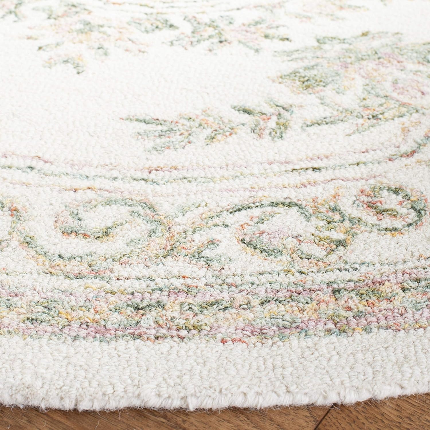 image:imageSAFAVIEH Area Rug 8x10 MicroLoop Collection Large Ivory amp Fuchsia Handmade Wool Ideal for Living Room Bedroom Office Dining Space MLP902RIvoryFuchsia