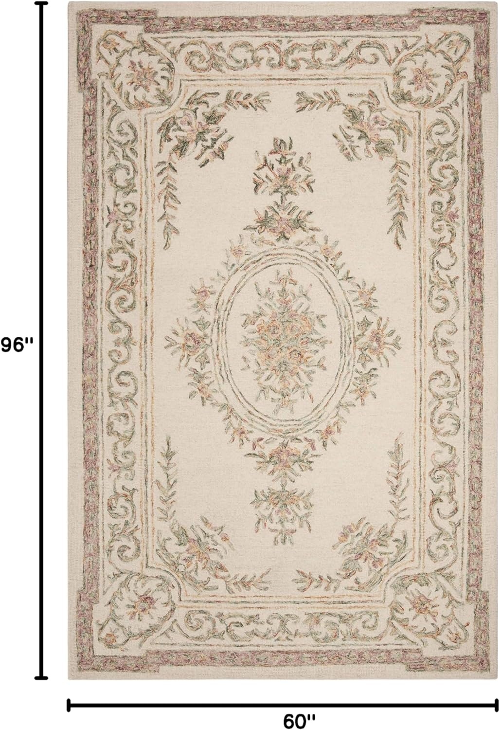 image:imageSAFAVIEH Area Rug 8x10 MicroLoop Collection Large Ivory amp Fuchsia Handmade Wool Ideal for Living Room Bedroom Office Dining Space MLP902RIvoryFuchsia