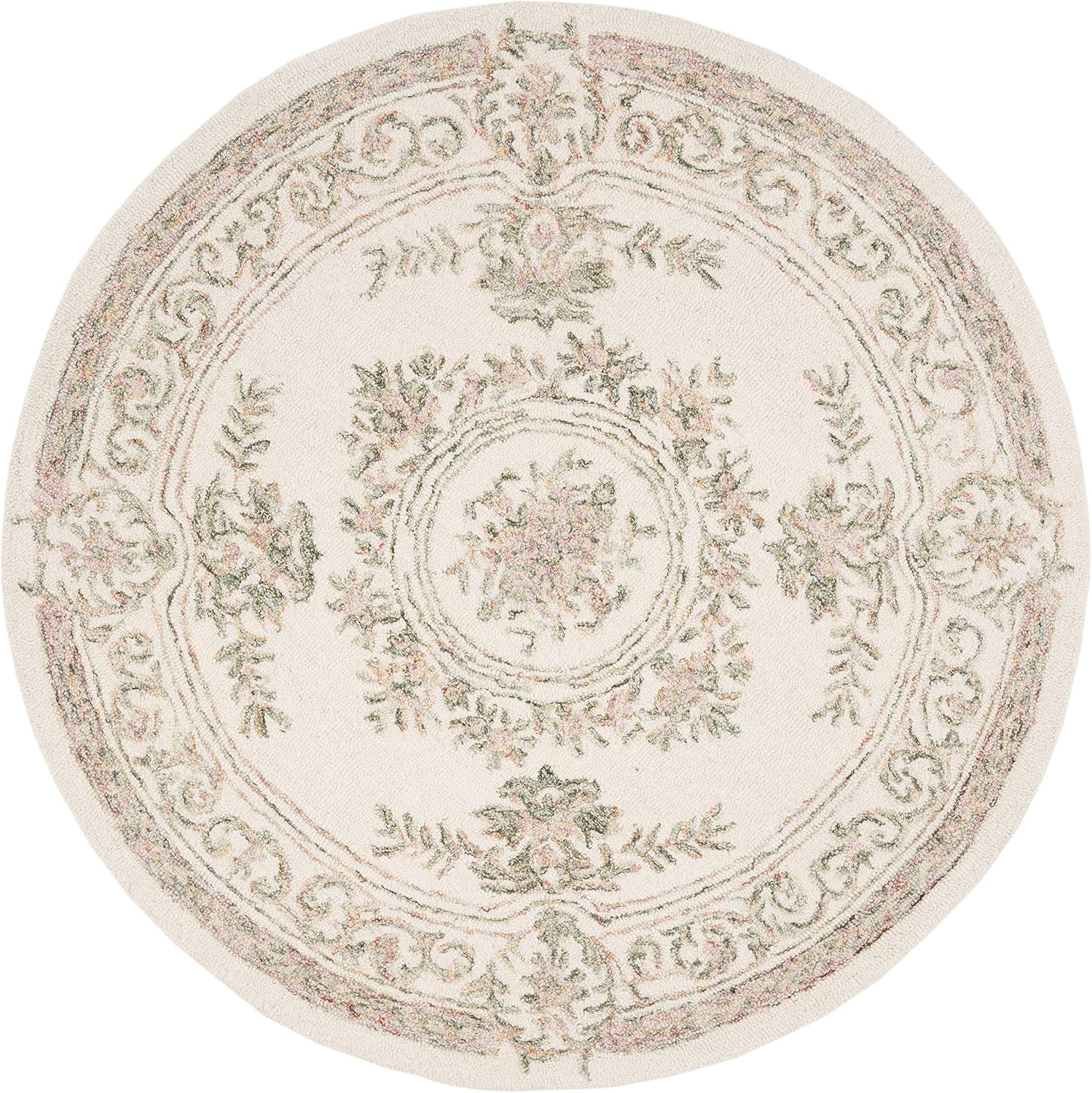 image:imageSAFAVIEH Area Rug 8x10 MicroLoop Collection Large Ivory amp Fuchsia Handmade Wool Ideal for Living Room Bedroom Office Dining Space MLP902RIvoryFuchsia