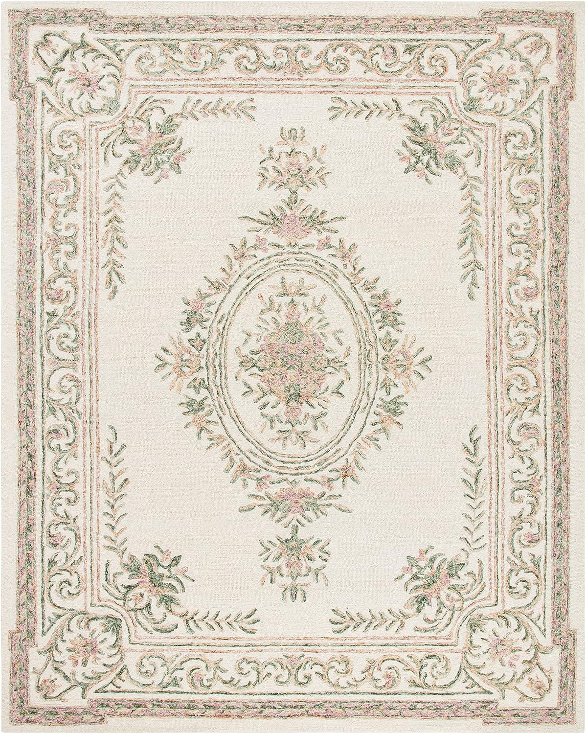 image:imageSAFAVIEH Area Rug 8x10 MicroLoop Collection Large Ivory amp Fuchsia Handmade Wool Ideal for Living Room Bedroom Office Dining Space MLP902RIvoryFuchsia