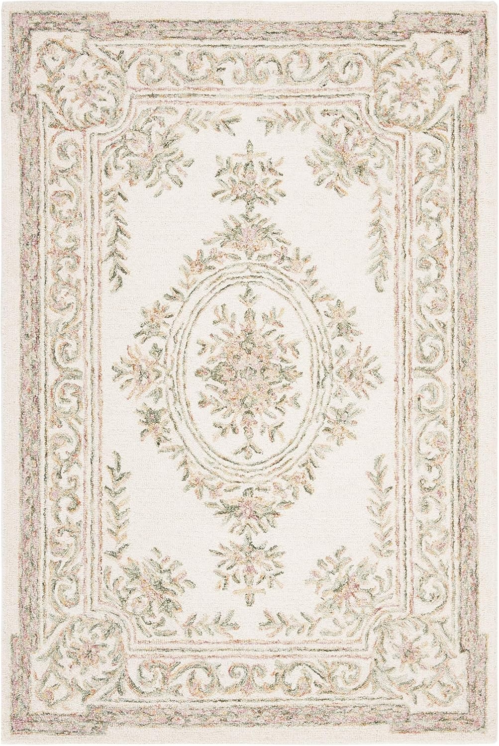 image:imageSAFAVIEH Area Rug 8x10 MicroLoop Collection Large Ivory amp Fuchsia Handmade Wool Ideal for Living Room Bedroom Office Dining Space MLP902RIvoryFuchsia