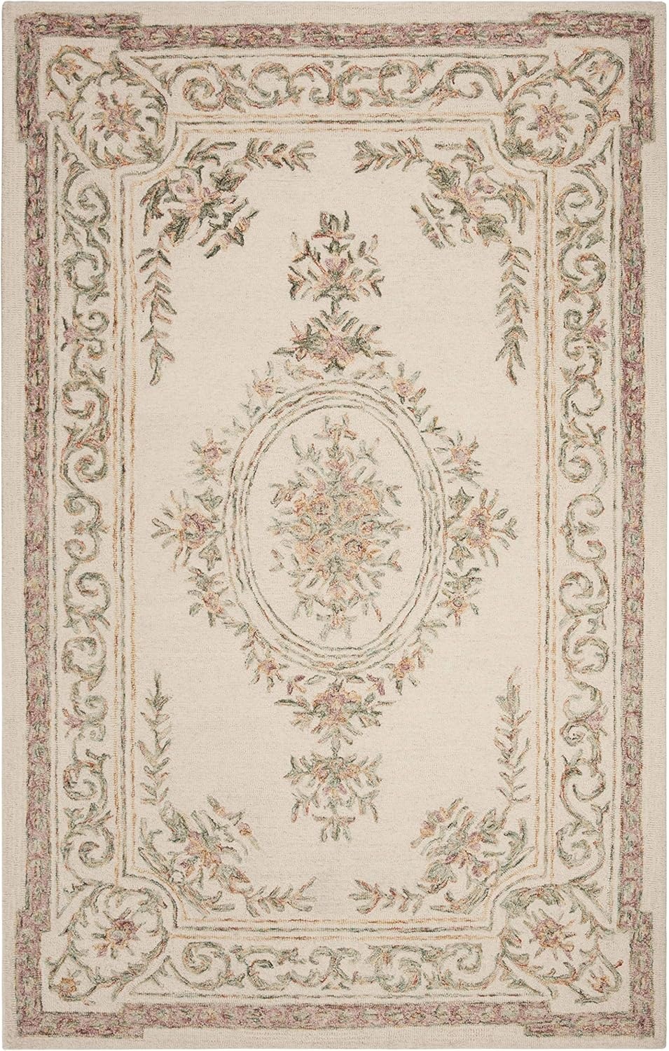 image:imageSAFAVIEH Area Rug 8x10 MicroLoop Collection Large Ivory amp Fuchsia Handmade Wool Ideal for Living Room Bedroom Office Dining Space MLP902RIvoryFuchsia