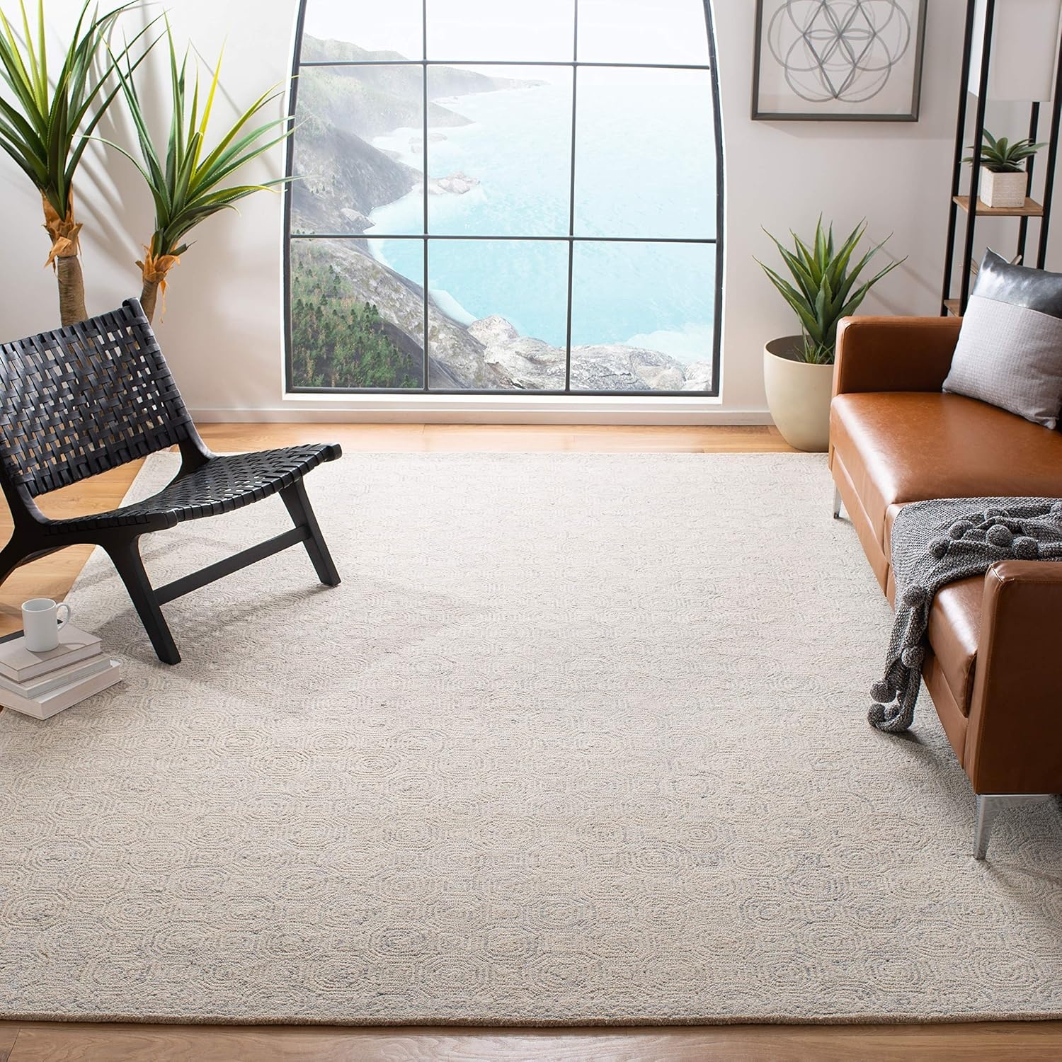 image:imageSAFAVIEH Area Rug 8x10 MicroLoop Collection Large Silver amp Grey Handmade Wool Ideal for Living Room Bedroom Office Dining Space MLP527GSilverGrey